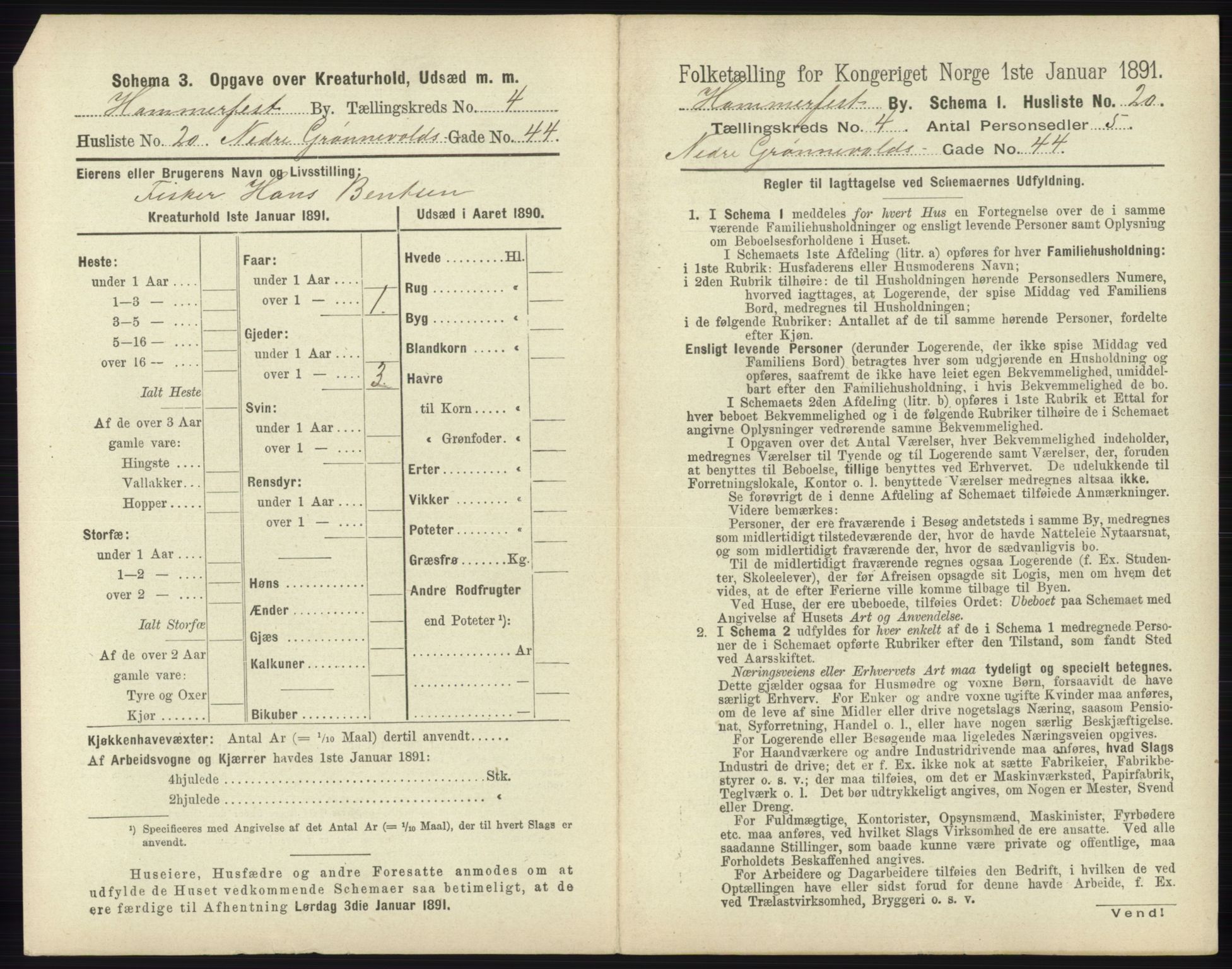 RA, 1891 census for 2001 Hammerfest, 1891, p. 891