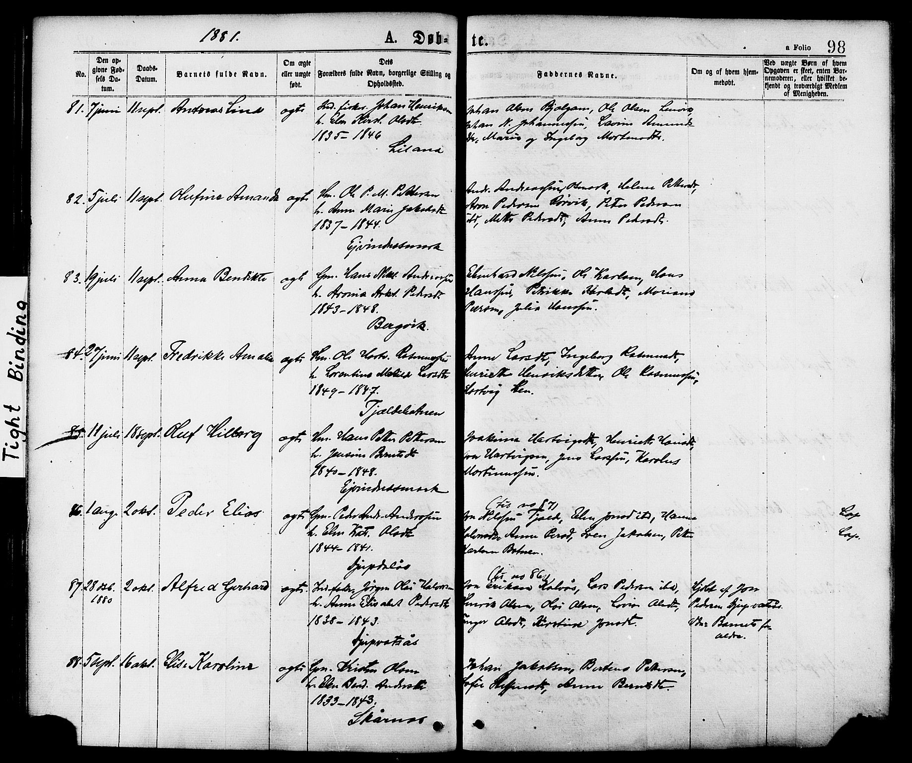 Ministerialprotokoller, klokkerbøker og fødselsregistre - Nordland, AV/SAT-A-1459/863/L0897: Parish register (official) no. 863A09, 1872-1886, p. 98