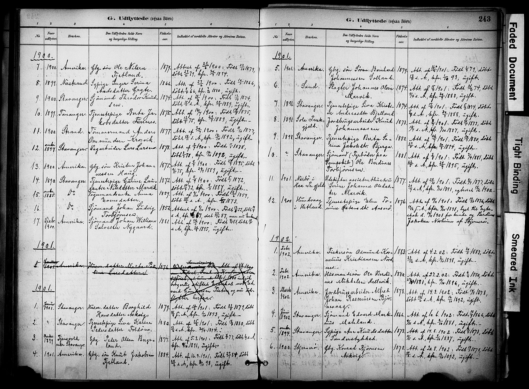 Jelsa sokneprestkontor, SAST/A-101842/01/IV: Parish register (official) no. A 10, 1884-1906, p. 243