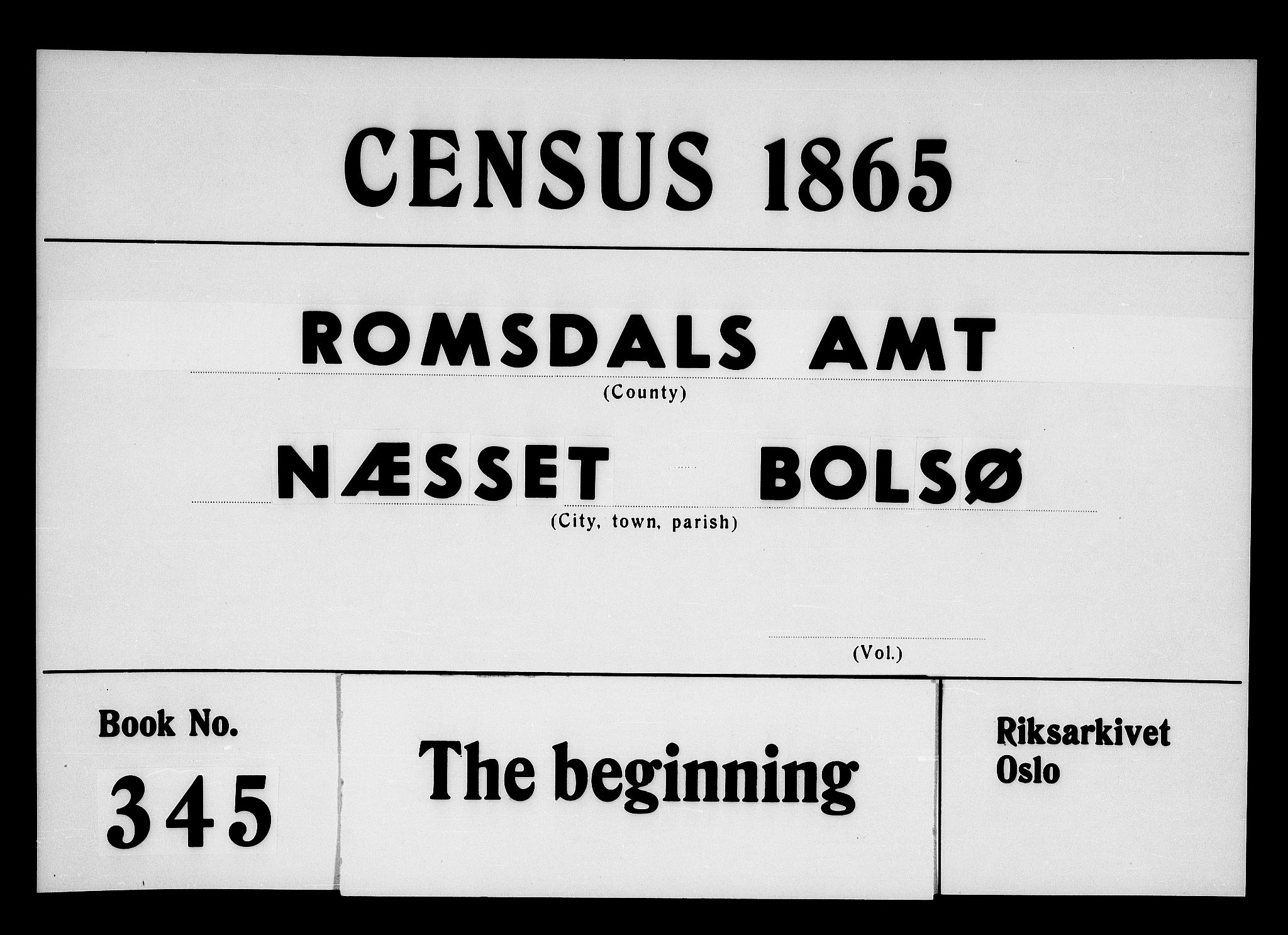 RA, 1865 census for Nesset, 1865, p. 1