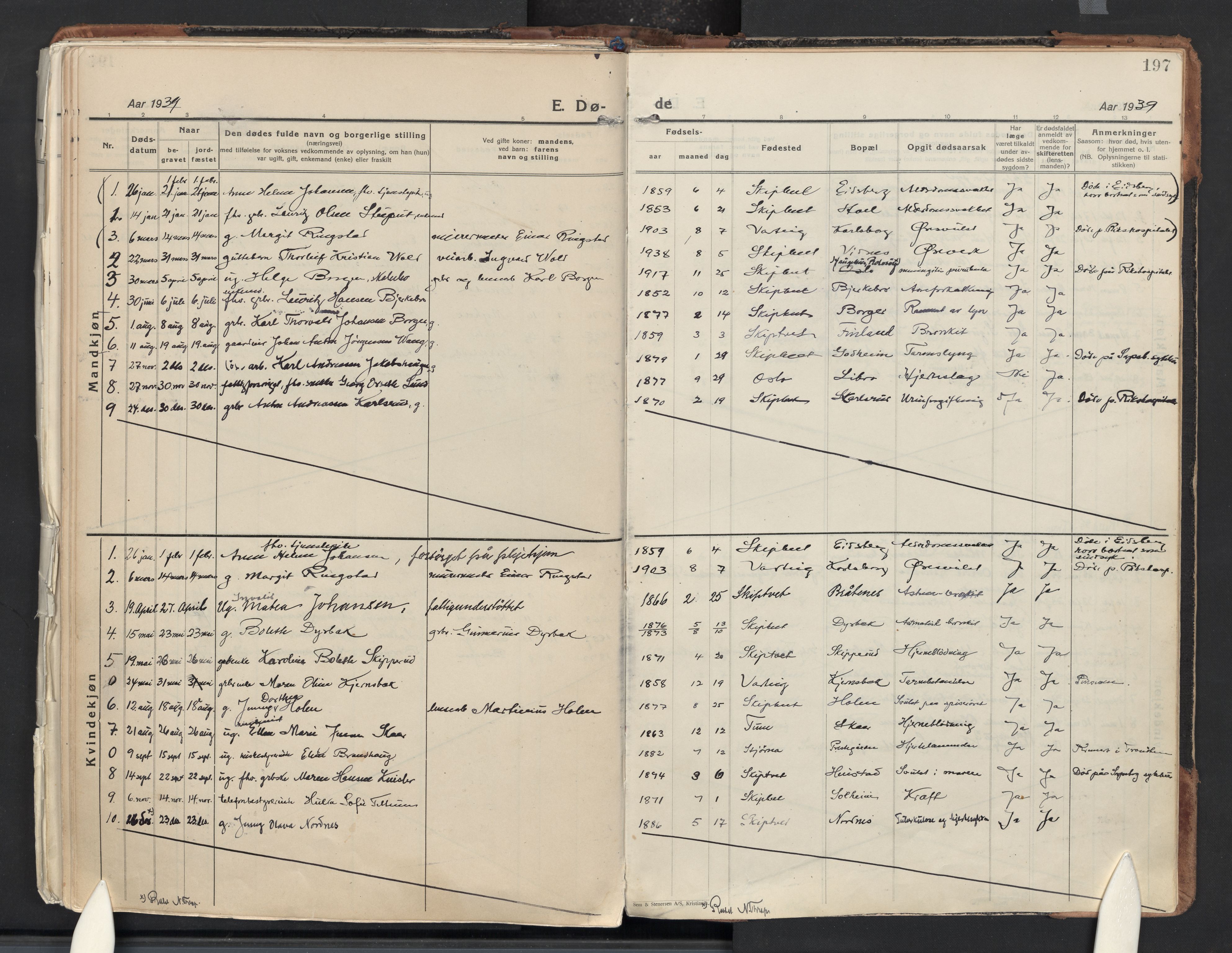Skiptvet prestekontor Kirkebøker, AV/SAO-A-20009/F/Fa/L0013: Parish register (official) no. 13, 1925-1941, p. 197