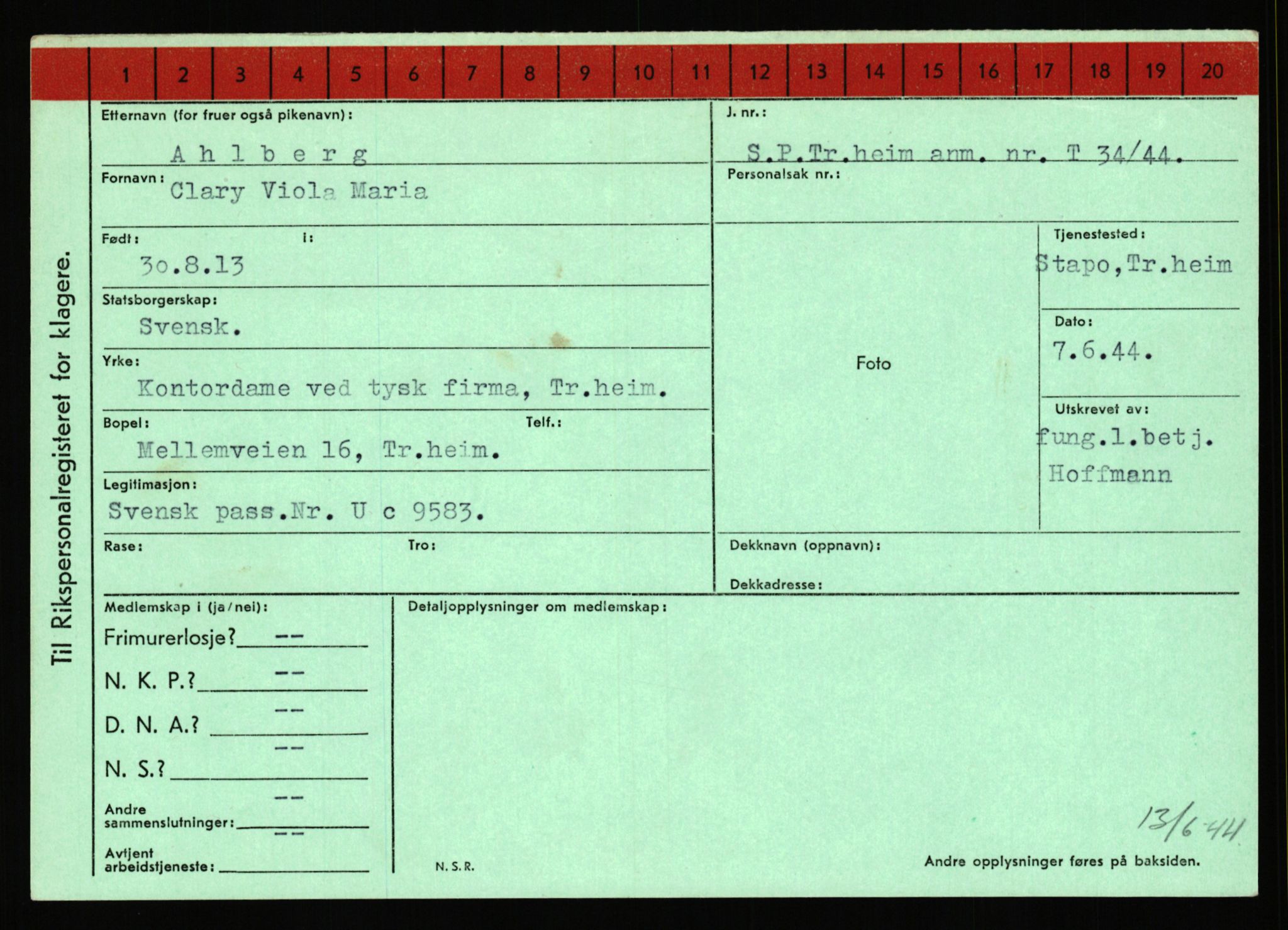 Statspolitiet - Hovedkontoret / Osloavdelingen, AV/RA-S-1329/C/Ca/L0001: Aabakken - Armann, 1943-1945, p. 1192