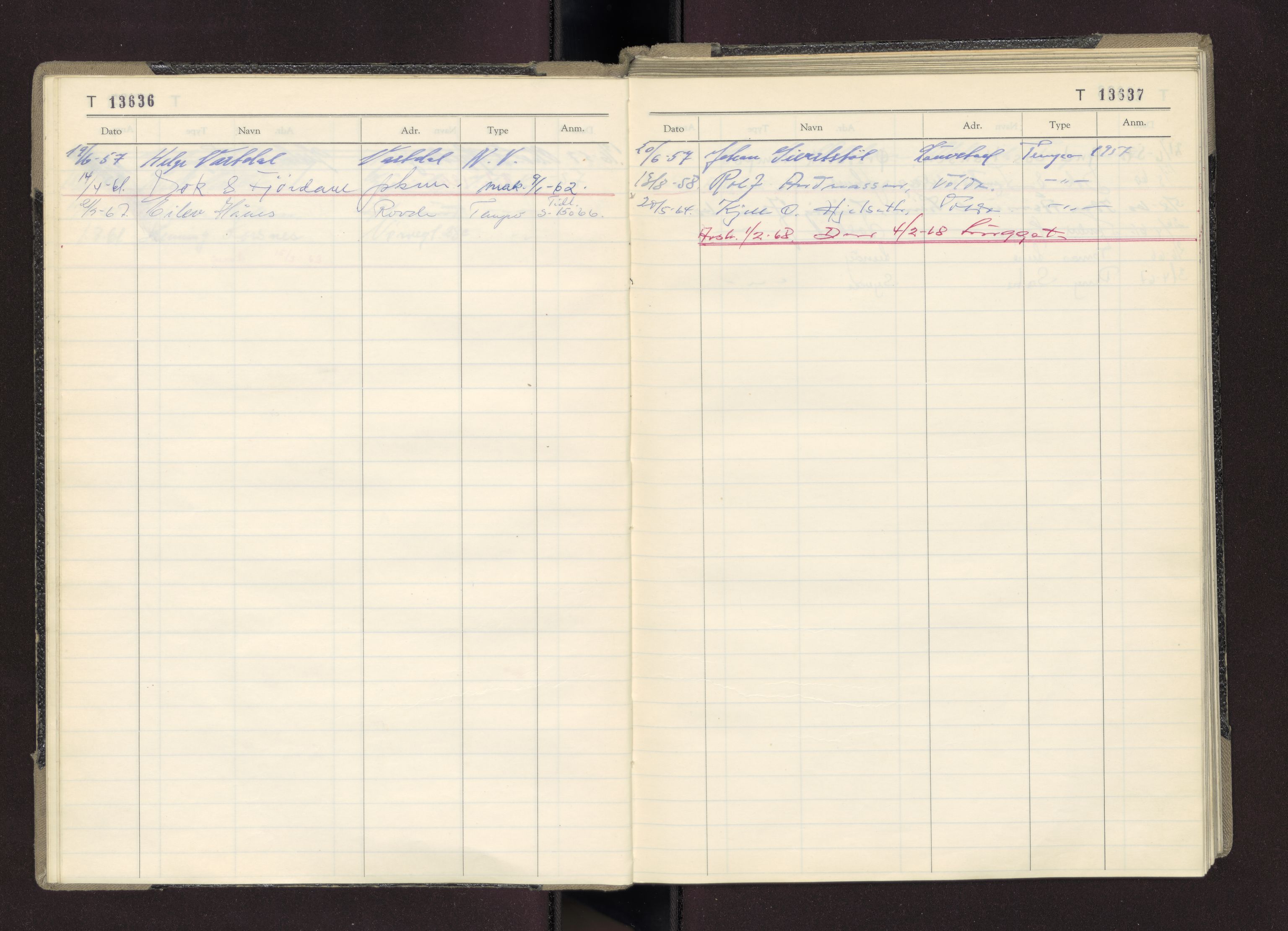 Møre og Romsdal vegkontor - Ålesund trafikkstasjon, AV/SAT-A-4099/F/Fc/L0011: Bilregister; T 13601 - T 13999, 1955-1970