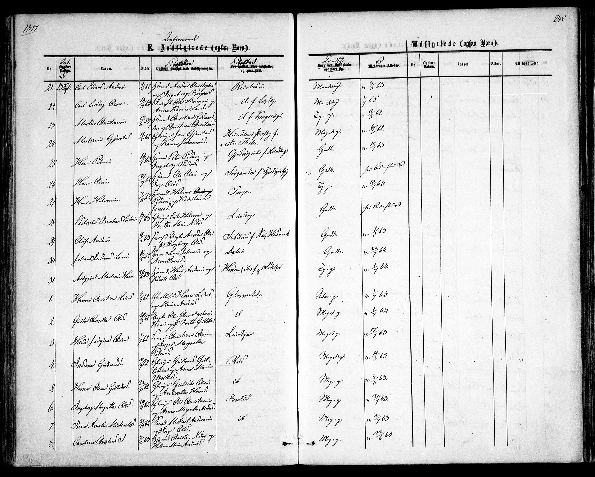 Hurdal prestekontor Kirkebøker, AV/SAO-A-10889/F/Fa/L0006: Parish register (official) no. I 6, 1860-1877, p. 245