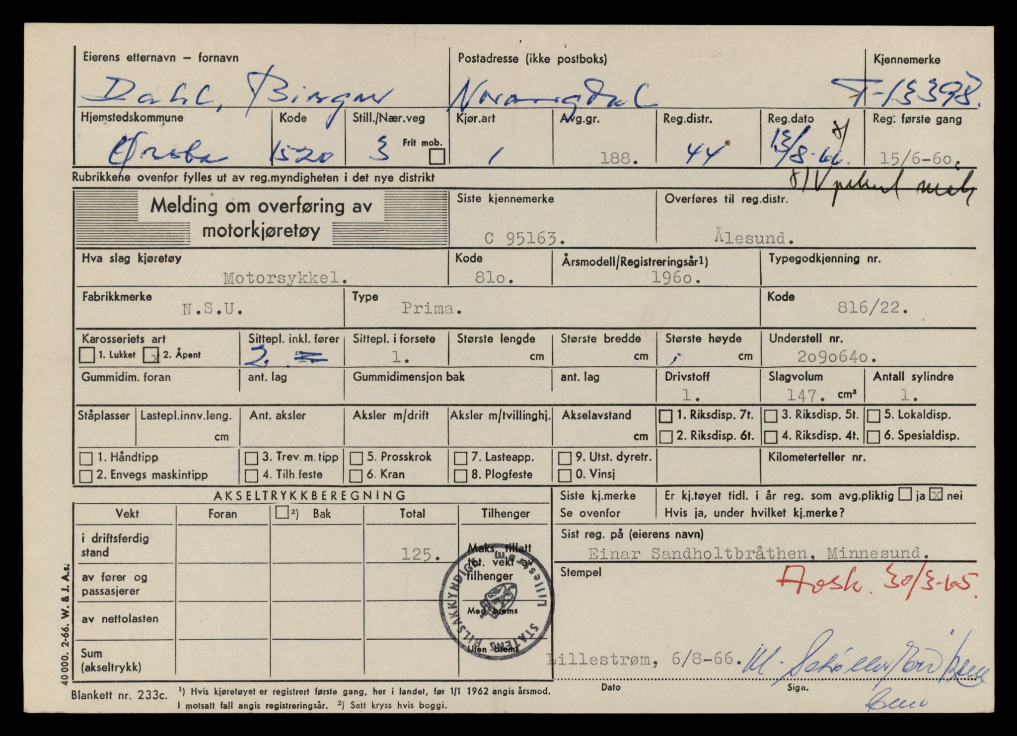 Møre og Romsdal vegkontor - Ålesund trafikkstasjon, AV/SAT-A-4099/F/Fe/L0039: Registreringskort for kjøretøy T 13361 - T 13530, 1927-1998, p. 603