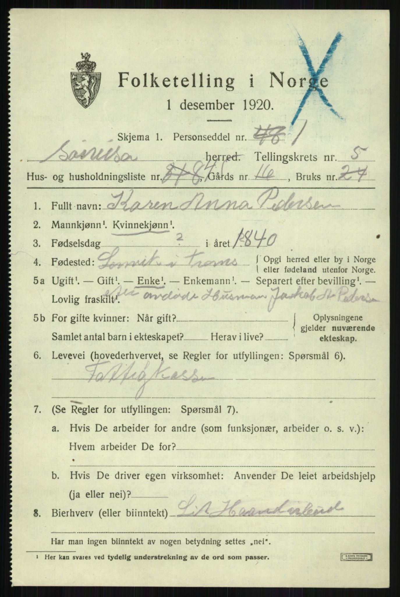SATØ, 1920 census for Sørreisa, 1920, p. 2914