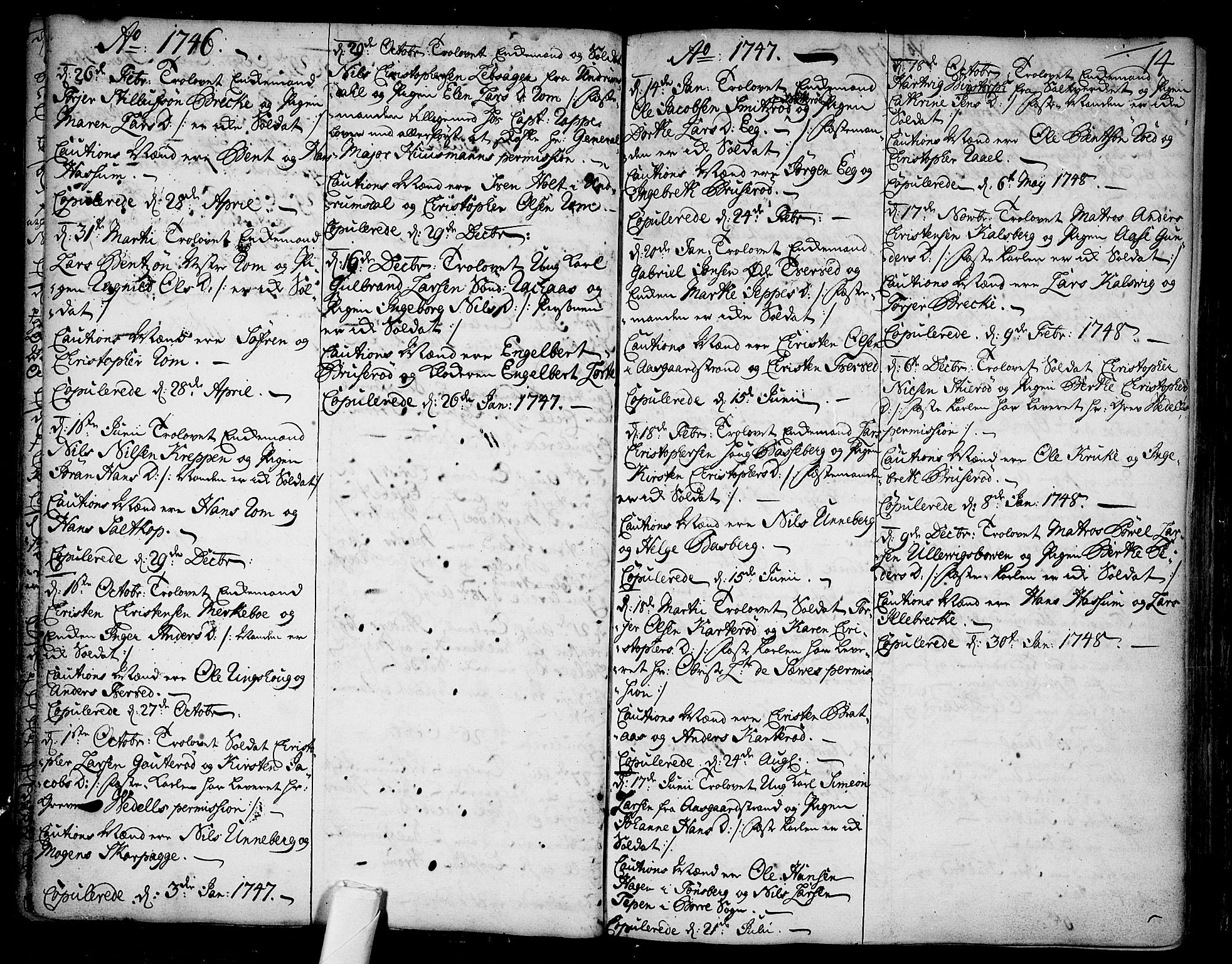 Sem kirkebøker, SAKO/A-5/F/Fb/L0001: Parish register (official) no. II 1, 1702-1764, p. 14