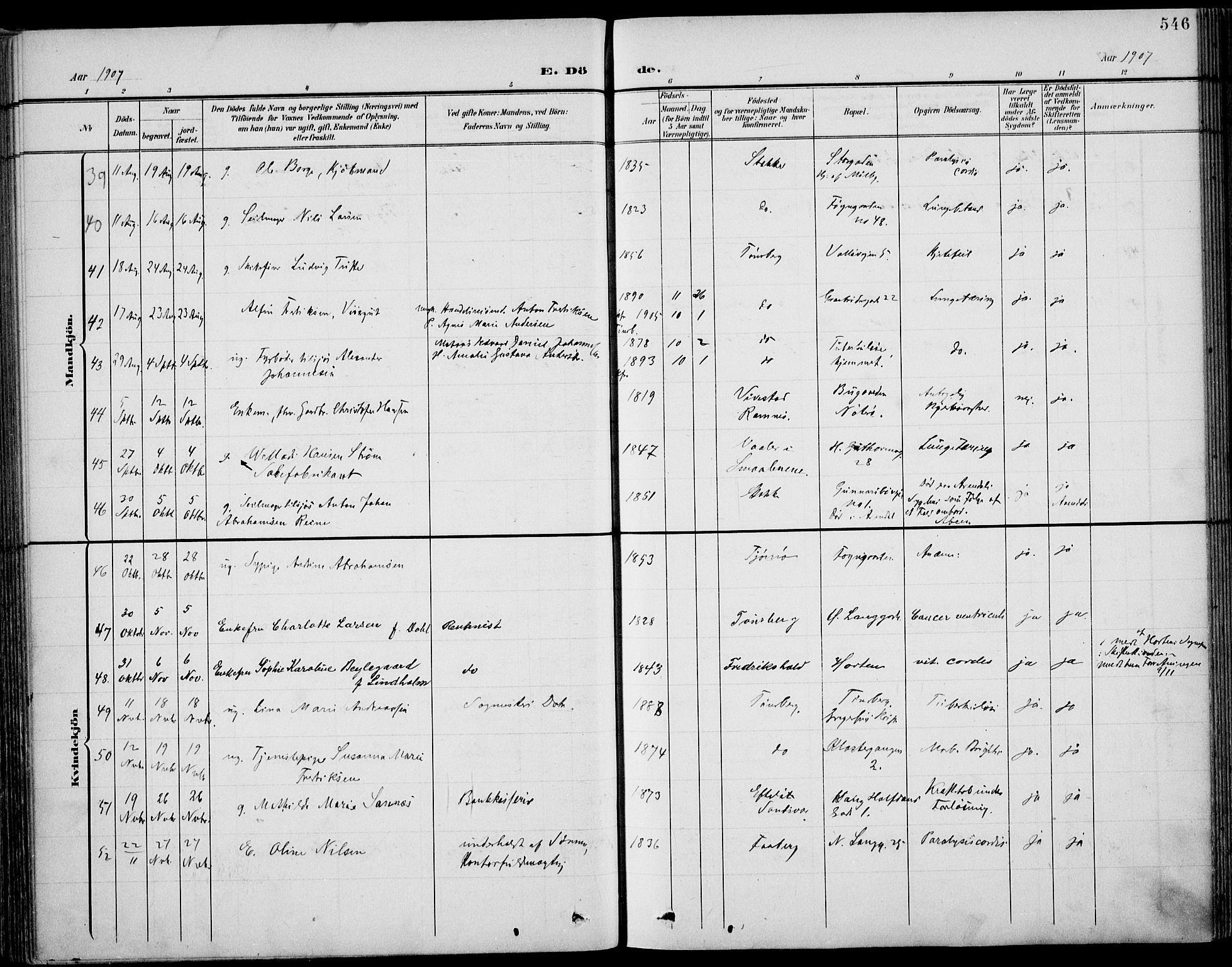 Tønsberg kirkebøker, AV/SAKO-A-330/F/Fa/L0013: Parish register (official) no. I 13, 1900-1913, p. 546