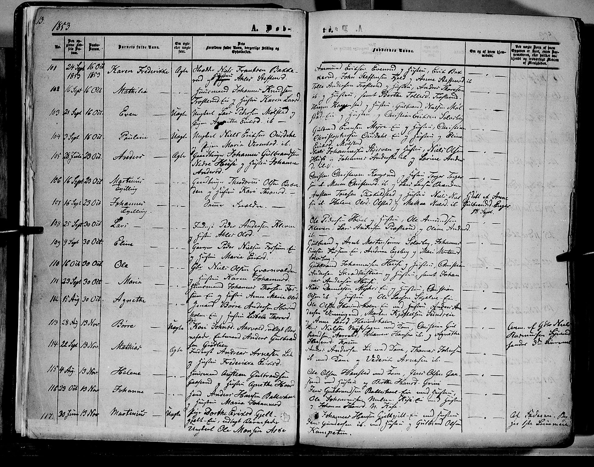 Nes prestekontor, Hedmark, AV/SAH-PREST-020/K/Ka/L0004: Parish register (official) no. 4, 1852-1886, p. 13