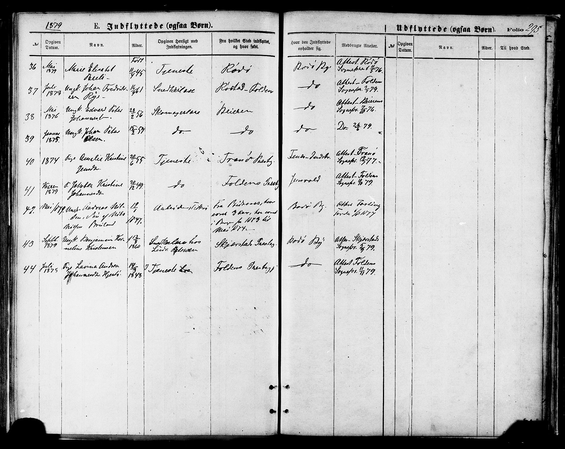 Ministerialprotokoller, klokkerbøker og fødselsregistre - Nordland, AV/SAT-A-1459/801/L0009: Parish register (official) no. 801A09, 1876-1883, p. 295