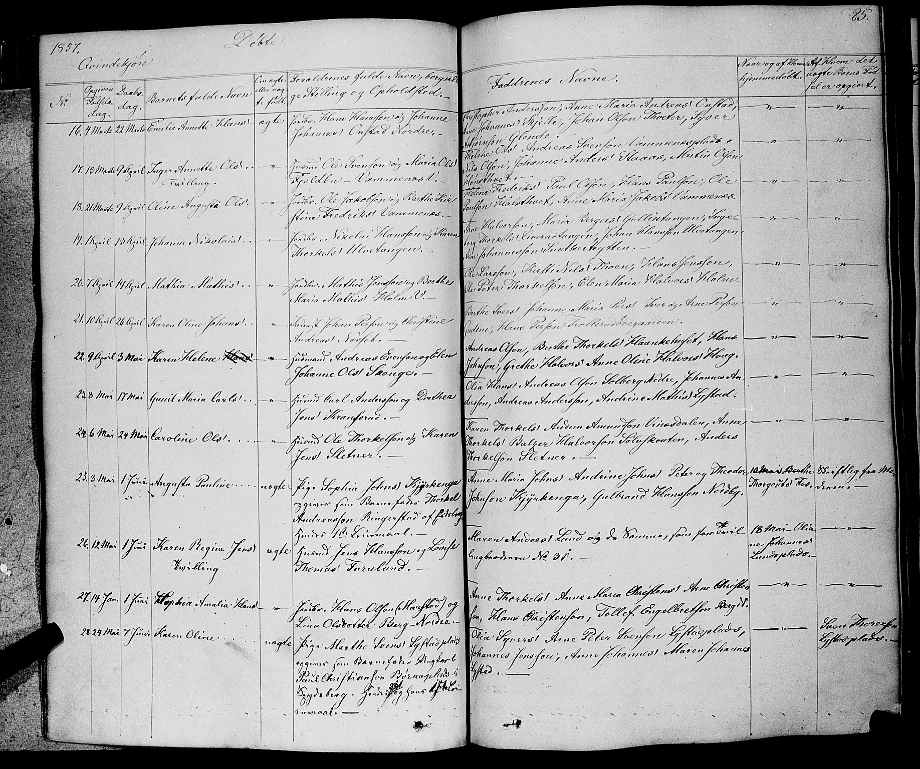 Skiptvet prestekontor Kirkebøker, AV/SAO-A-20009/F/Fa/L0006: Parish register (official) no. 6, 1839-1860, p. 85