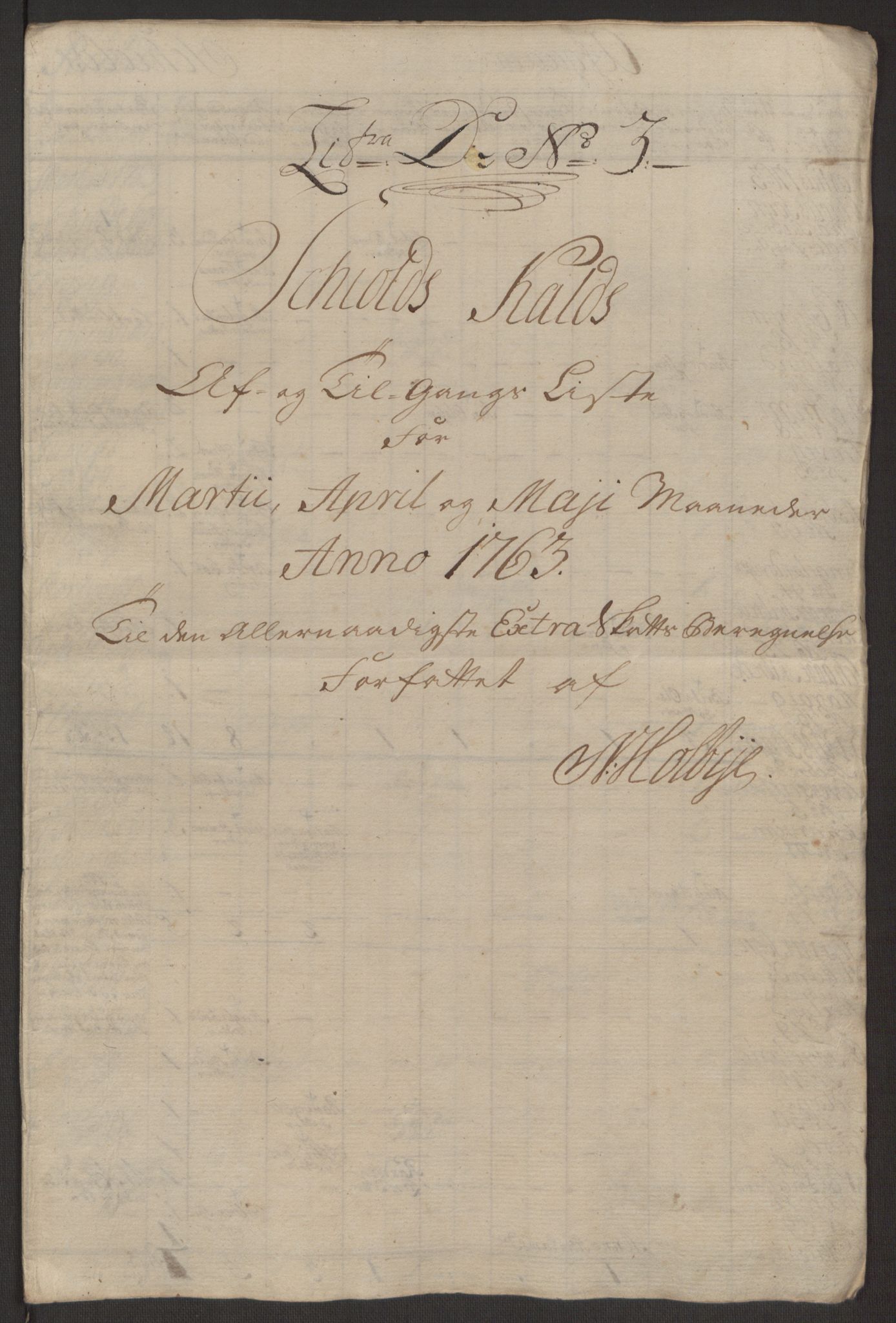 Rentekammeret inntil 1814, Reviderte regnskaper, Hovedkasseregnskaper, AV/RA-EA-4065/Rf/L0072b: Ekstraskatteregnskap, 1762, p. 244