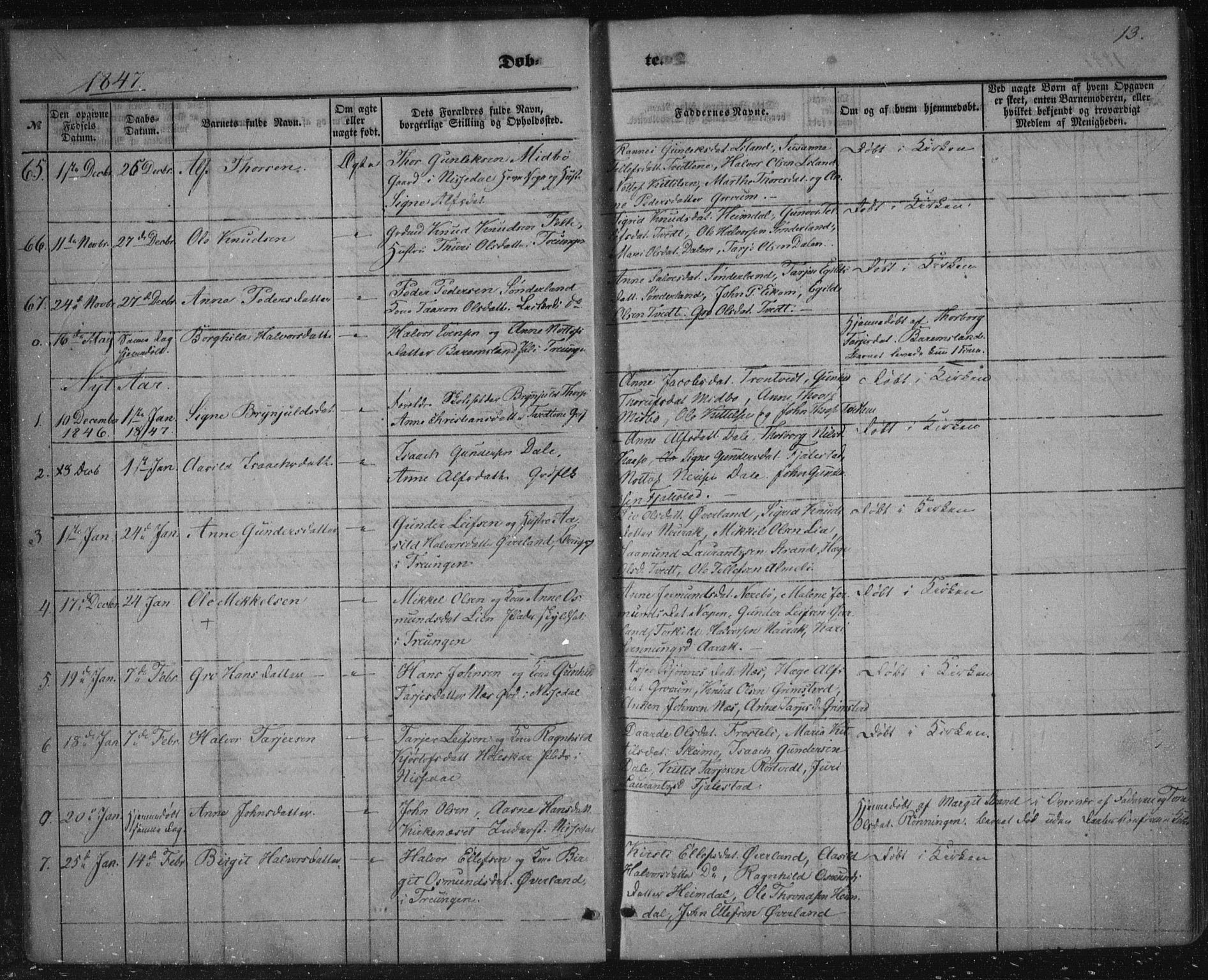 Nissedal kirkebøker, SAKO/A-288/F/Fa/L0003: Parish register (official) no. I 3, 1846-1870, p. 12-13