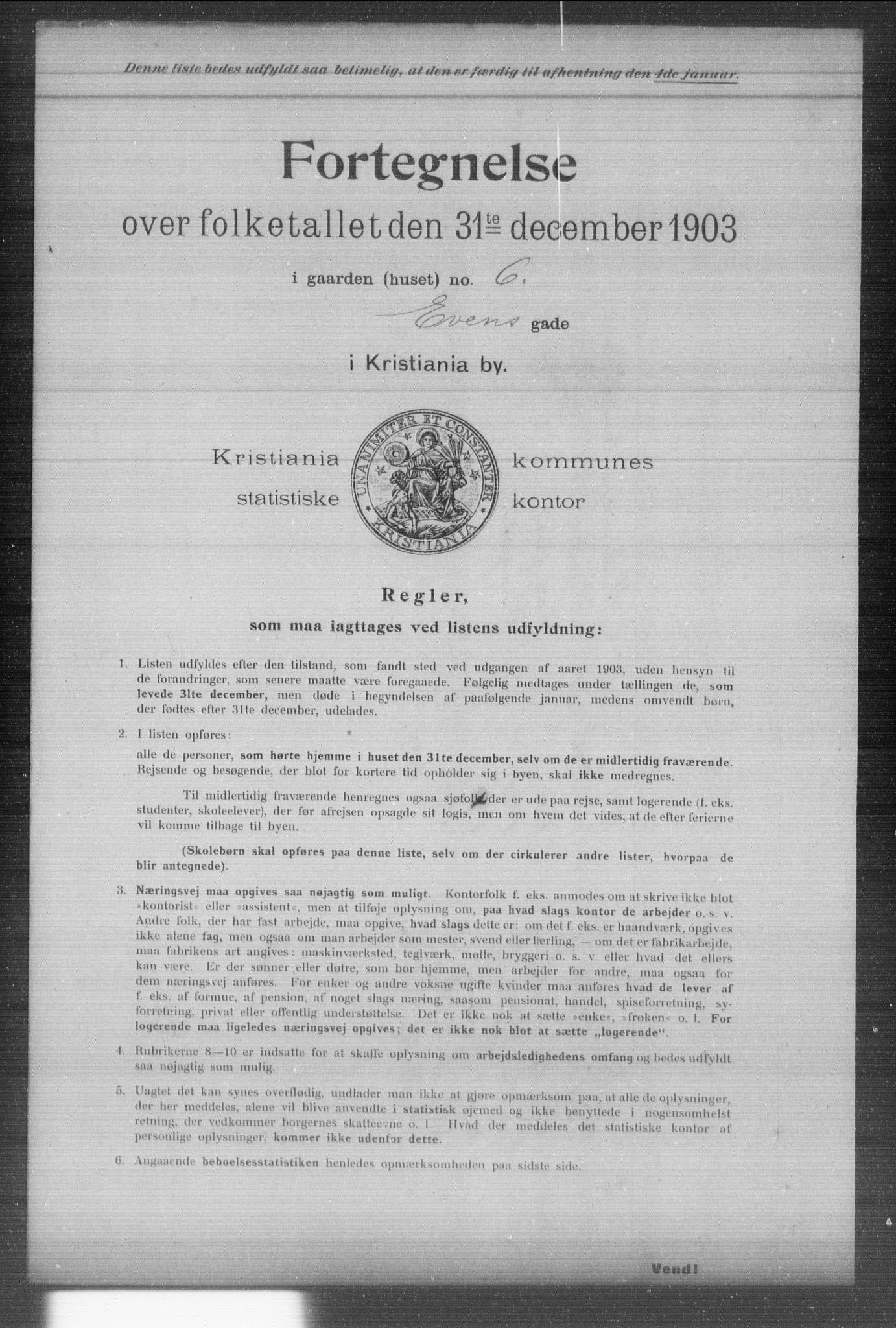 OBA, Municipal Census 1903 for Kristiania, 1903, p. 4745