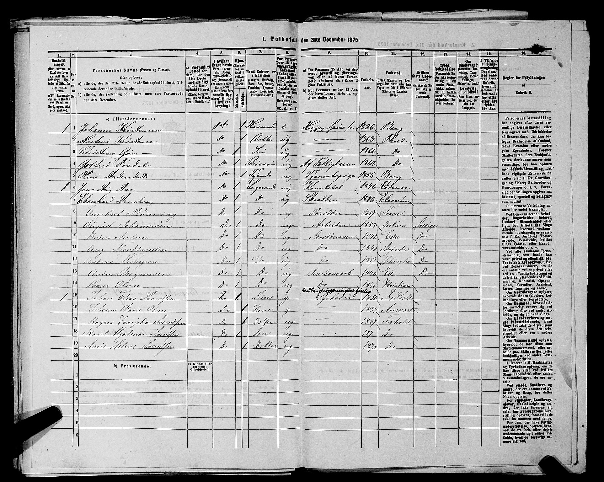 RA, 1875 census for 0101P Fredrikshald, 1875, p. 299