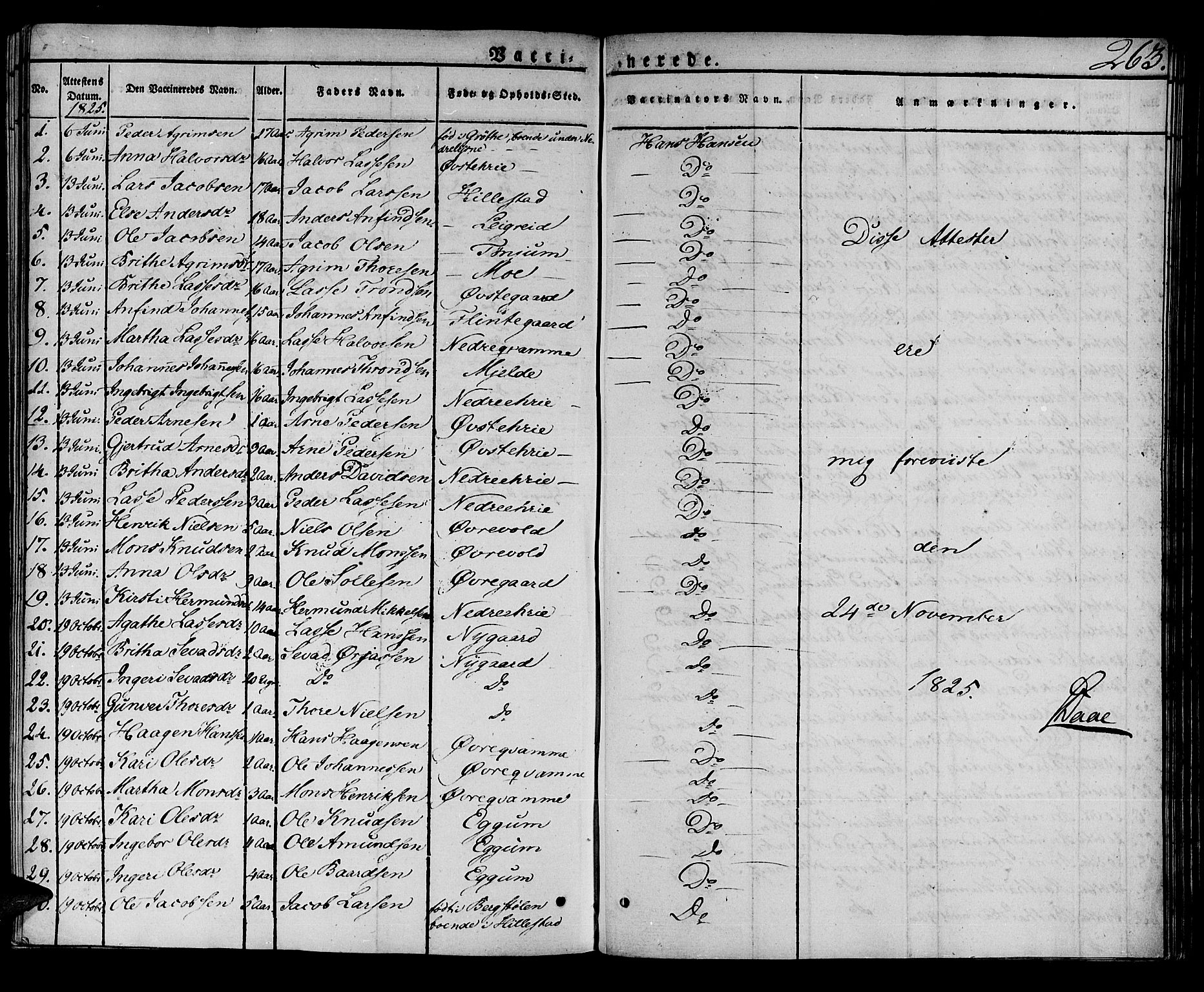 Lærdal sokneprestembete, SAB/A-81201: Parish register (official) no. A 5, 1822-1834, p. 263