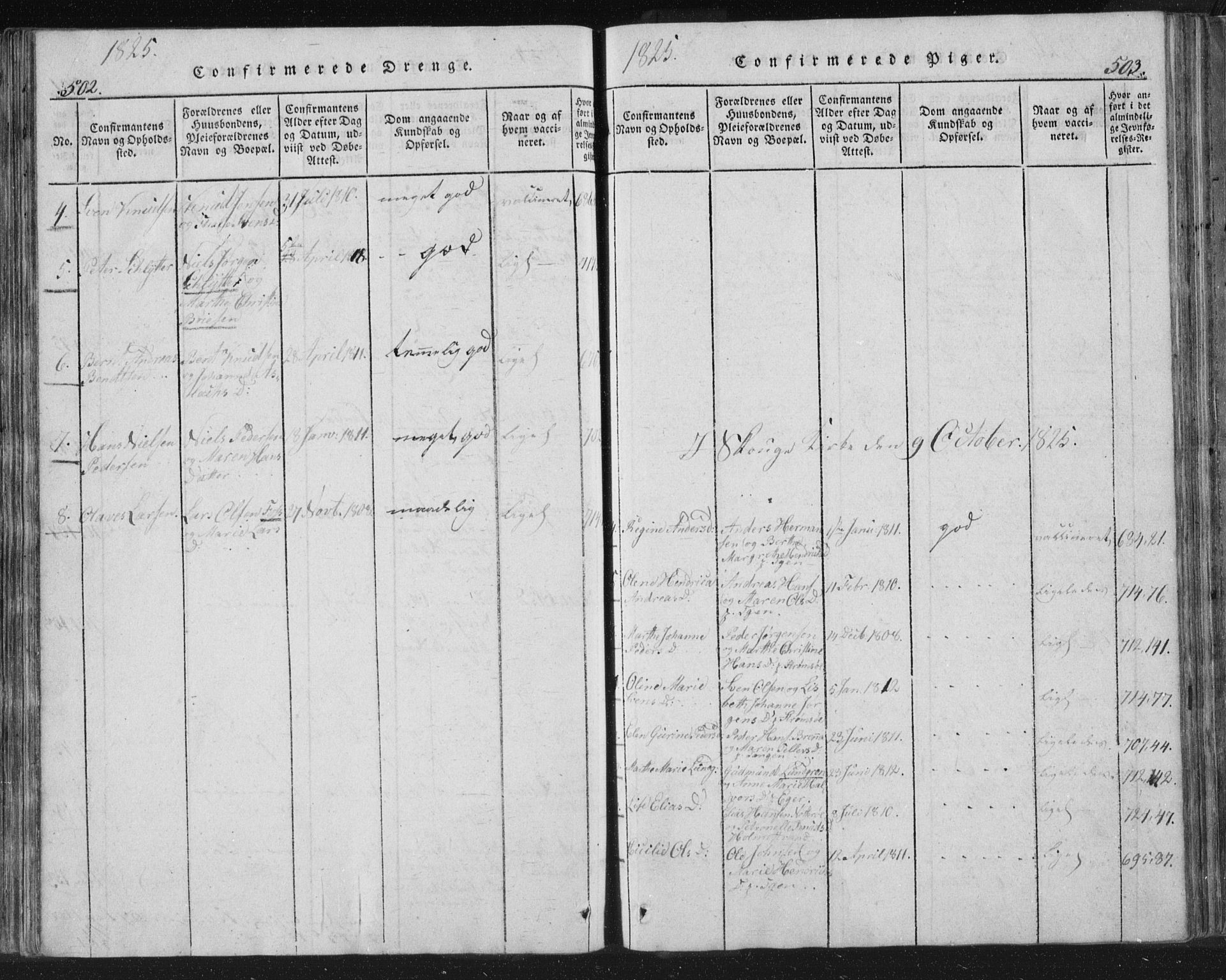 Strømsø kirkebøker, AV/SAKO-A-246/F/Fb/L0004: Parish register (official) no. II 4, 1814-1843, p. 502-503