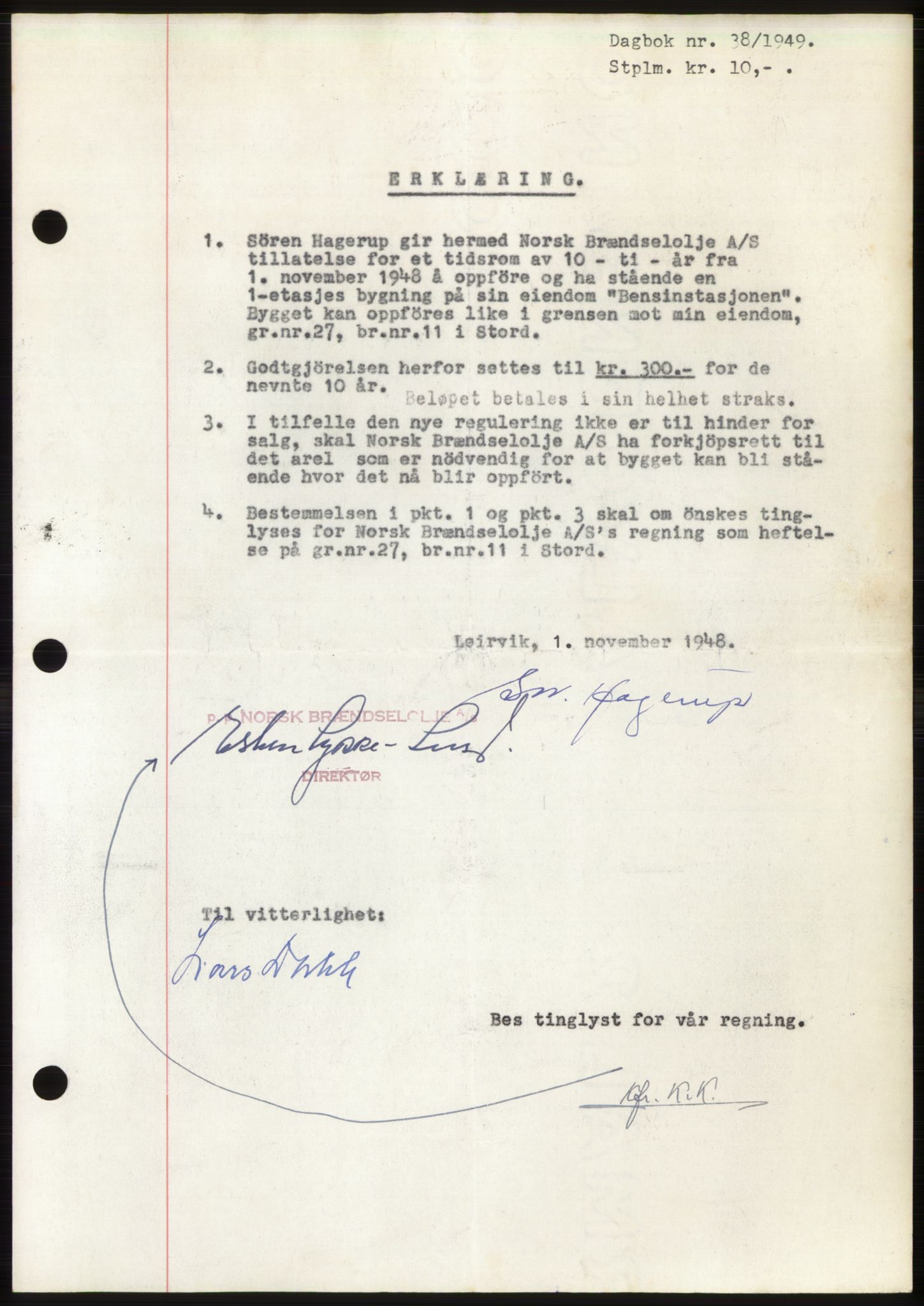 Sunnhordland sorenskrivar, AV/SAB-A-2401: Mortgage book no. B75-79, 1948-1950, Diary no: : 38/1949