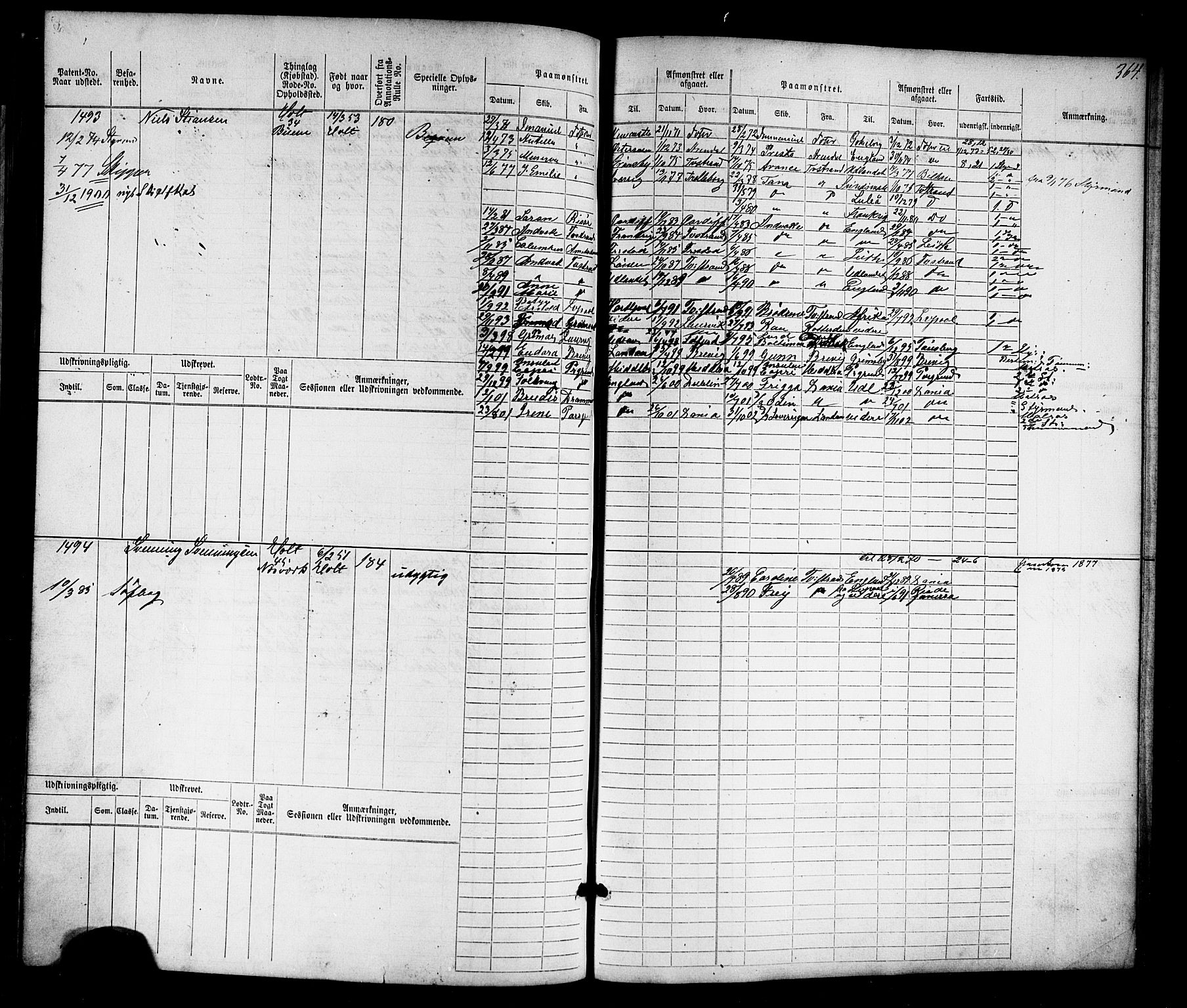 Tvedestrand mønstringskrets, AV/SAK-2031-0011/F/Fb/L0016: Hovedrulle nr 767-1532, U-32, 1869-1910, p. 376