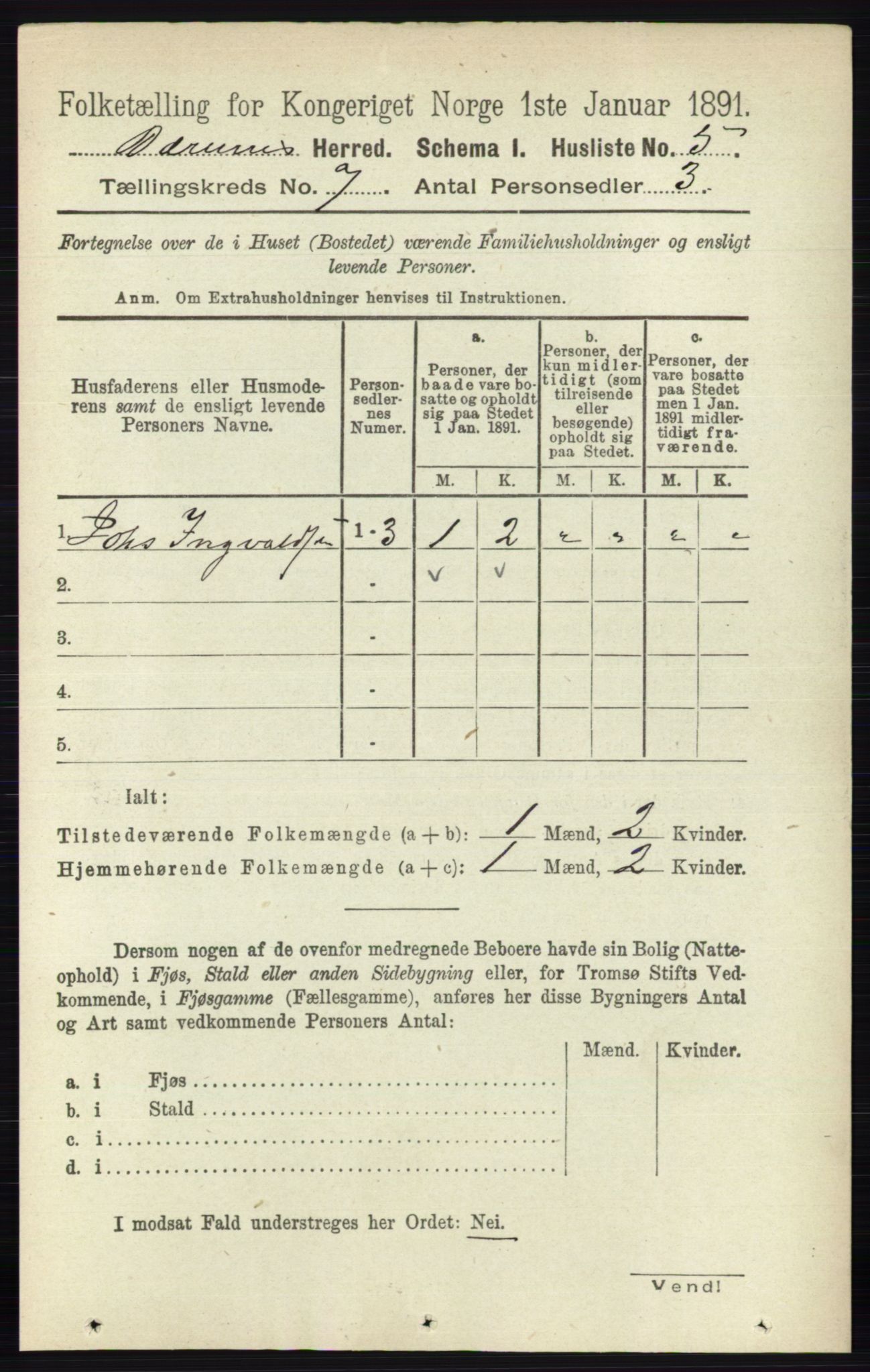 RA, 1891 census for 0219 Bærum, 1891, p. 4042