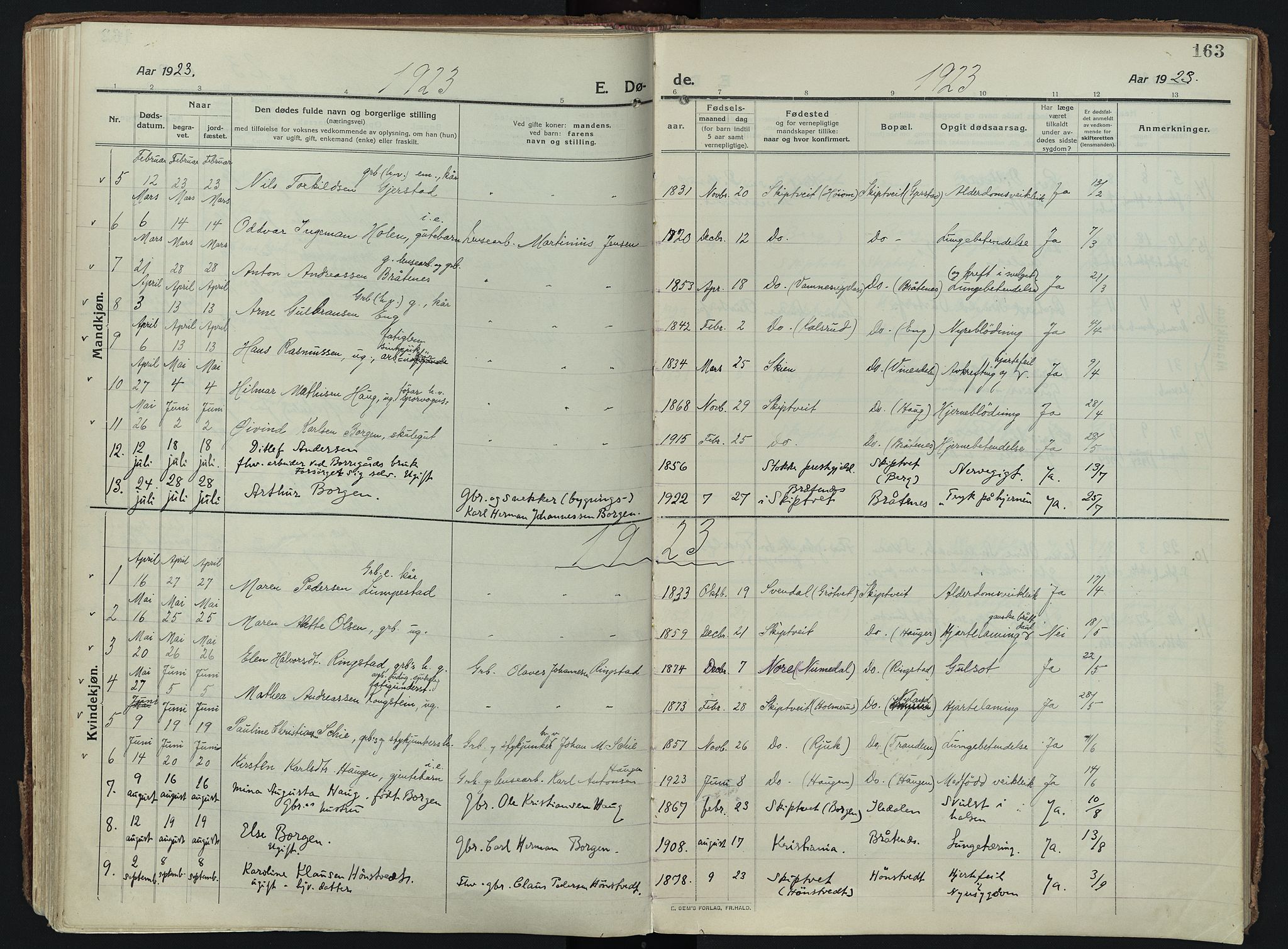 Skiptvet prestekontor Kirkebøker, SAO/A-20009/F/Fa/L0012: Parish register (official) no. 12, 1913-1924, p. 163