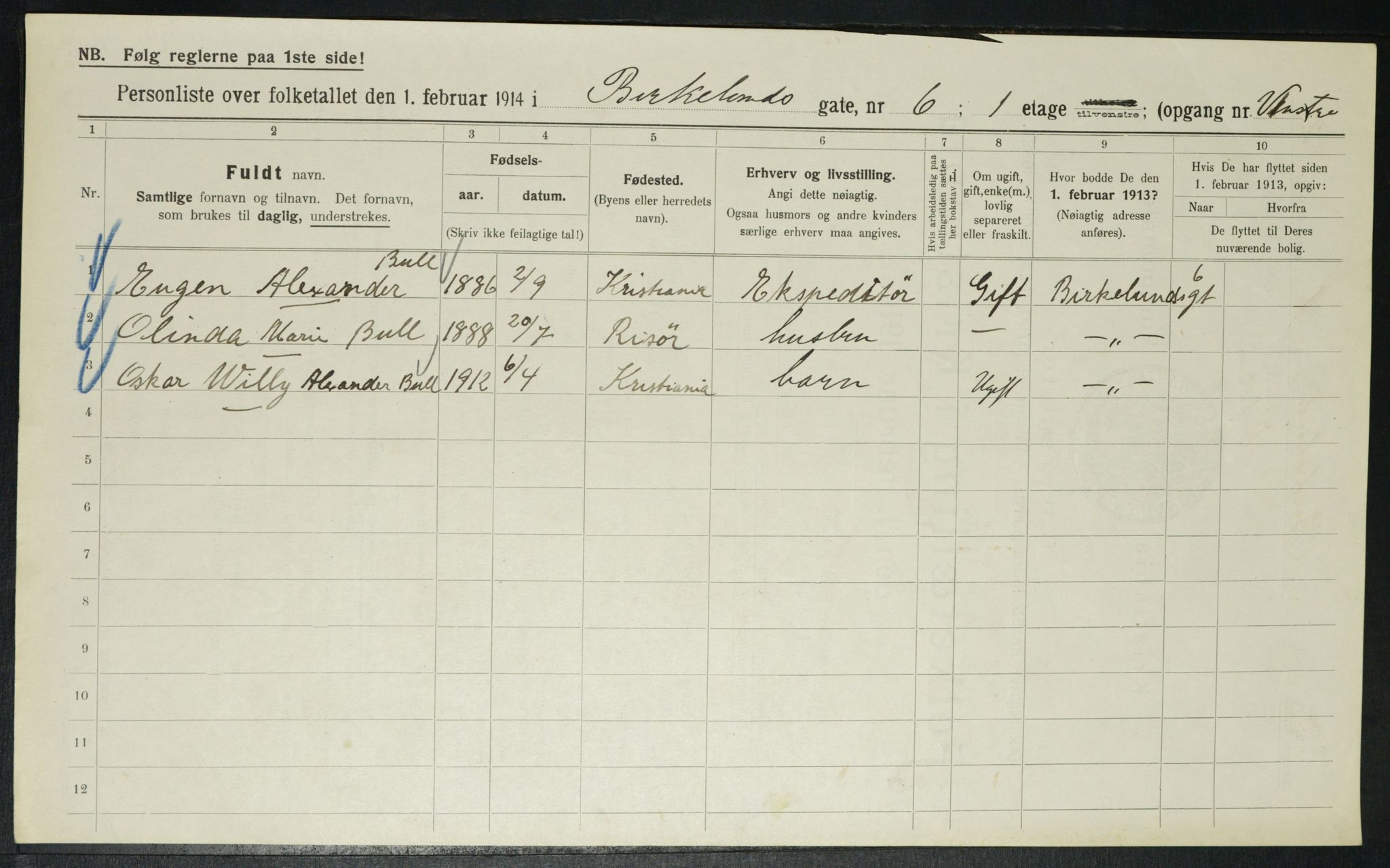 OBA, Municipal Census 1914 for Kristiania, 1914, p. 5174