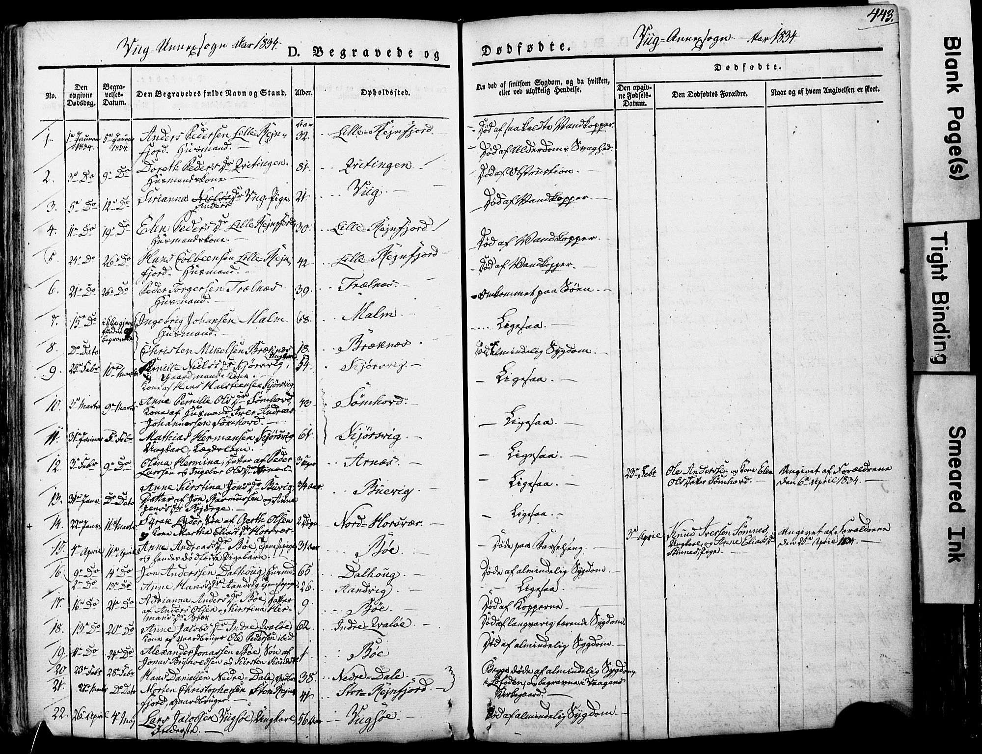 Ministerialprotokoller, klokkerbøker og fødselsregistre - Nordland, SAT/A-1459/812/L0176: Parish register (official) no. 812A05, 1834-1874, p. 443