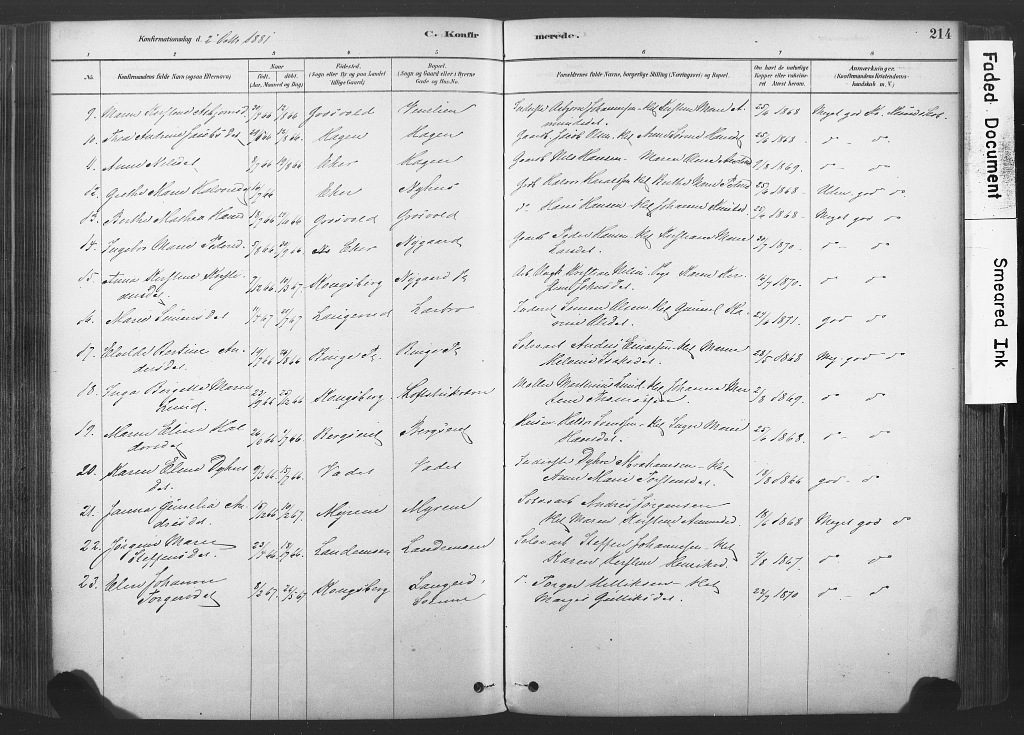 Sandsvær kirkebøker, AV/SAKO-A-244/F/Fd/L0001: Parish register (official) no. IV 1, 1878-1906, p. 214