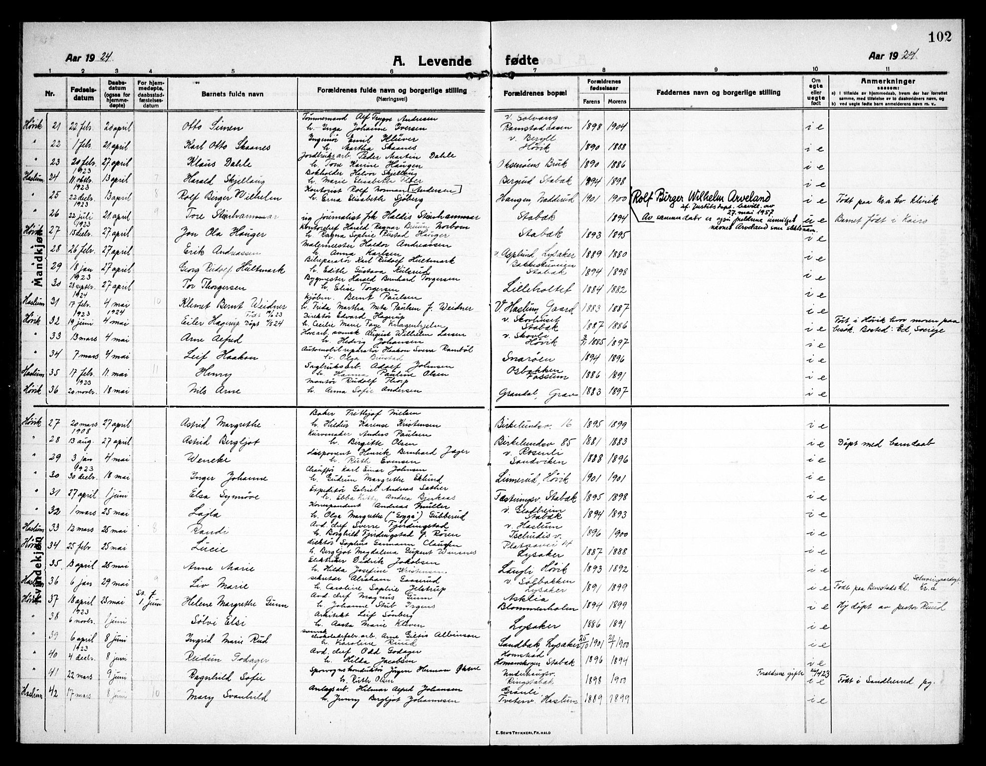 Østre Bærum prestekontor Kirkebøker, AV/SAO-A-10887/G/Ga/L0002: Parish register (copy) no. 2, 1912-1929, p. 102