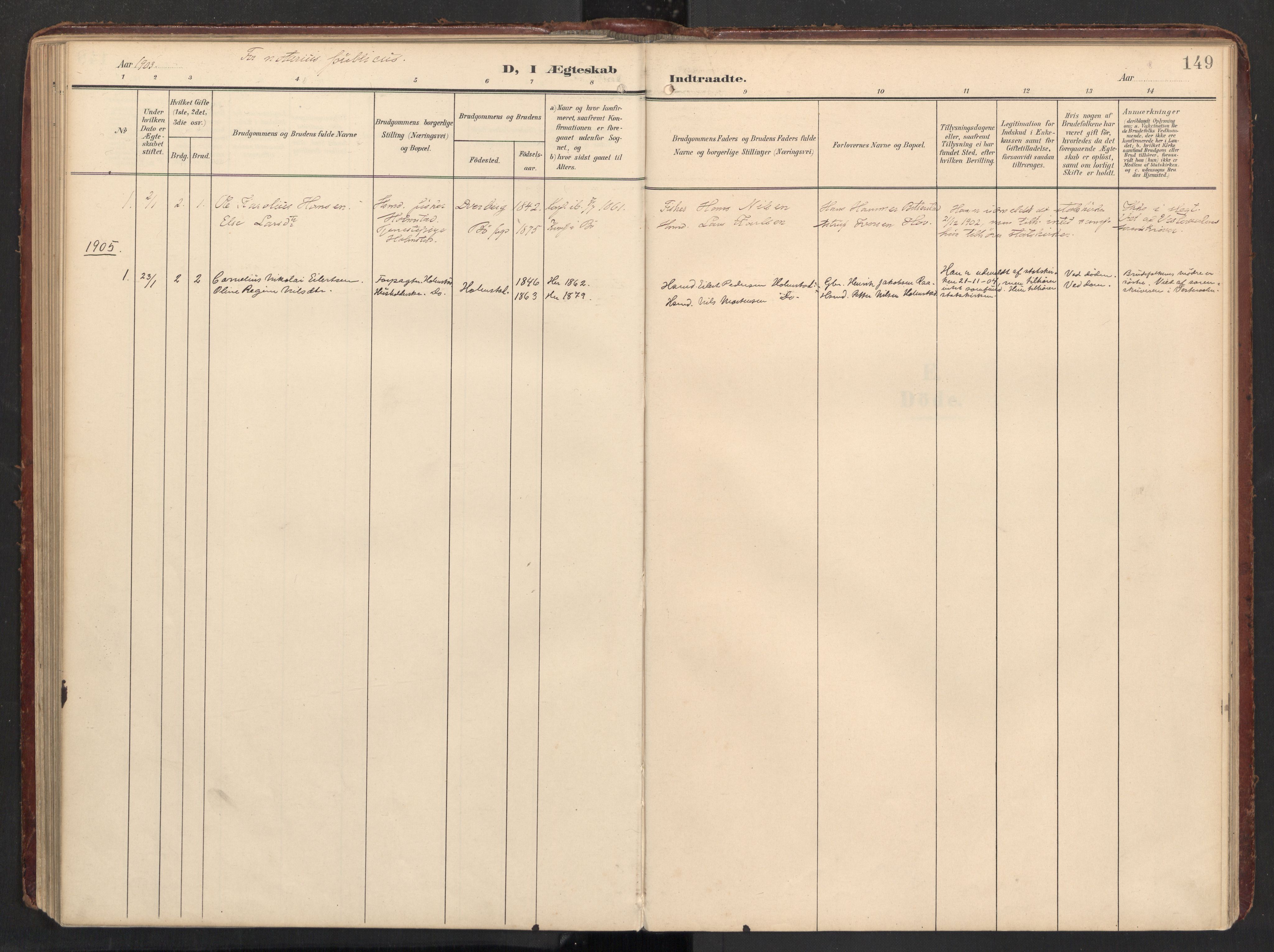 Ministerialprotokoller, klokkerbøker og fødselsregistre - Nordland, SAT/A-1459/890/L1287: Parish register (official) no. 890A02, 1903-1915, p. 149