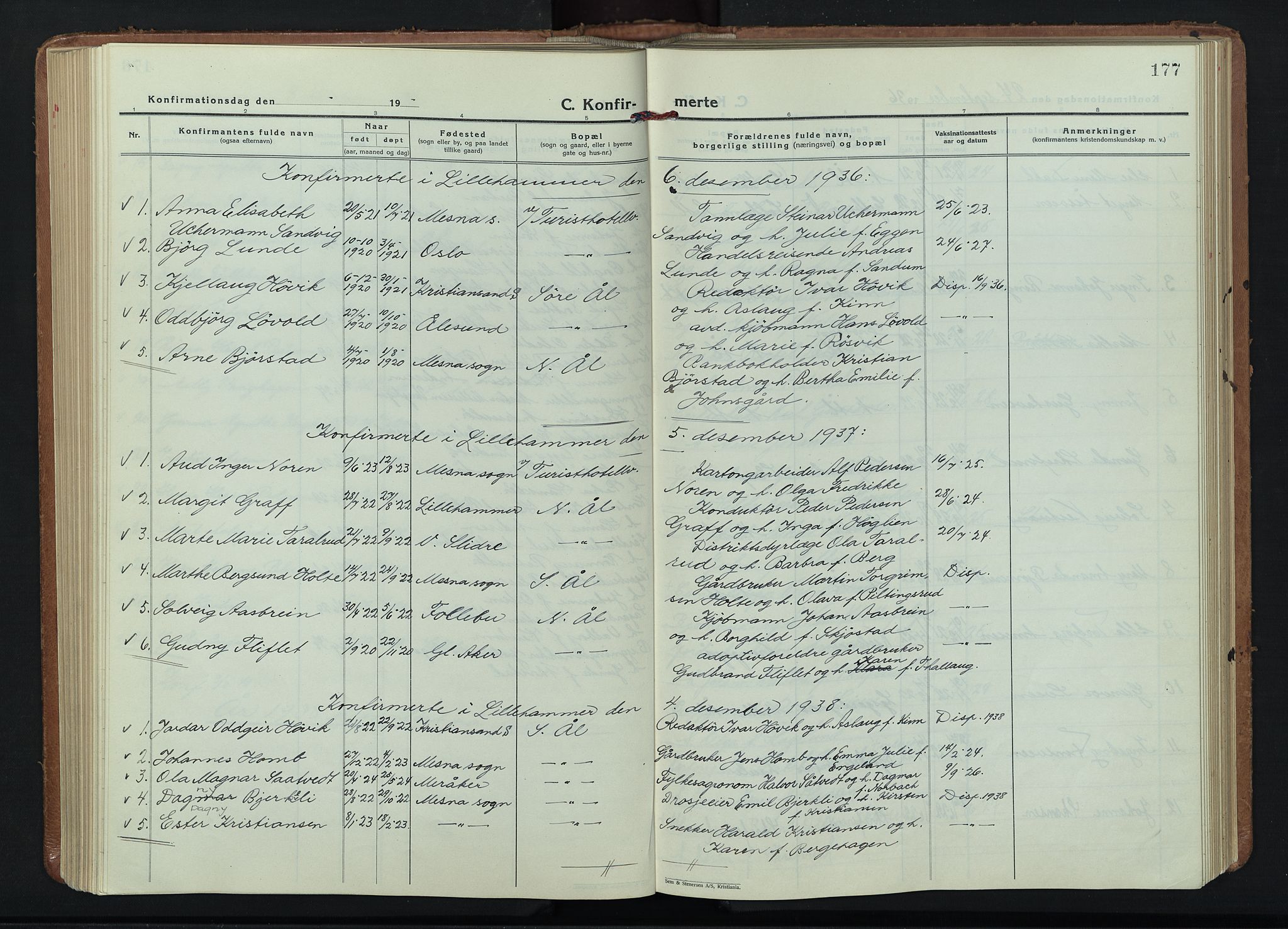 Fåberg prestekontor, AV/SAH-PREST-086/H/Ha/Hab/L0015: Parish register (copy) no. 15, 1924-1949, p. 177