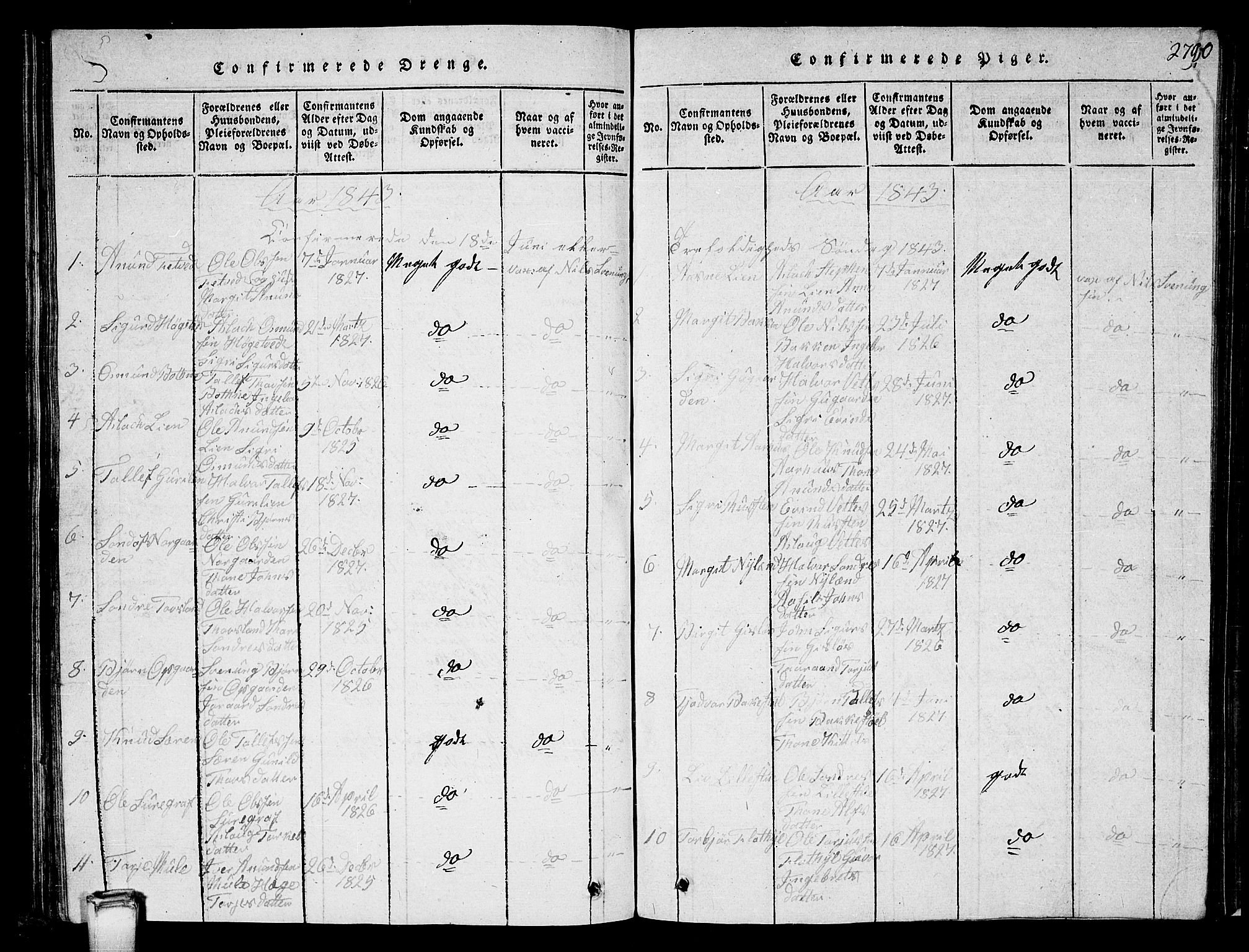 Vinje kirkebøker, AV/SAKO-A-312/G/Ga/L0001: Parish register (copy) no. I 1, 1814-1843, p. 279