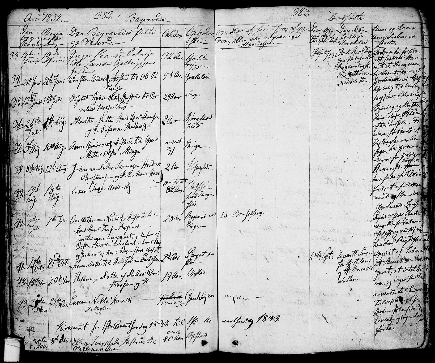 Tune prestekontor Kirkebøker, AV/SAO-A-2007/F/Fa/L0007: Parish register (official) no. 7, 1831-1837, p. 382-383