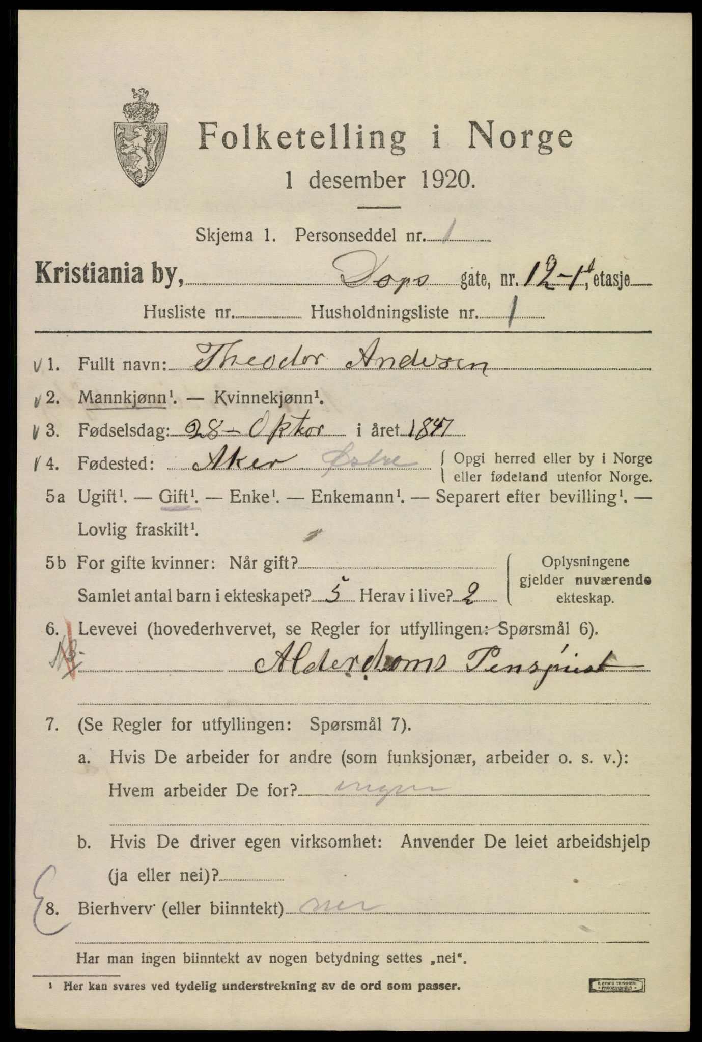 SAO, 1920 census for Kristiania, 1920, p. 199891