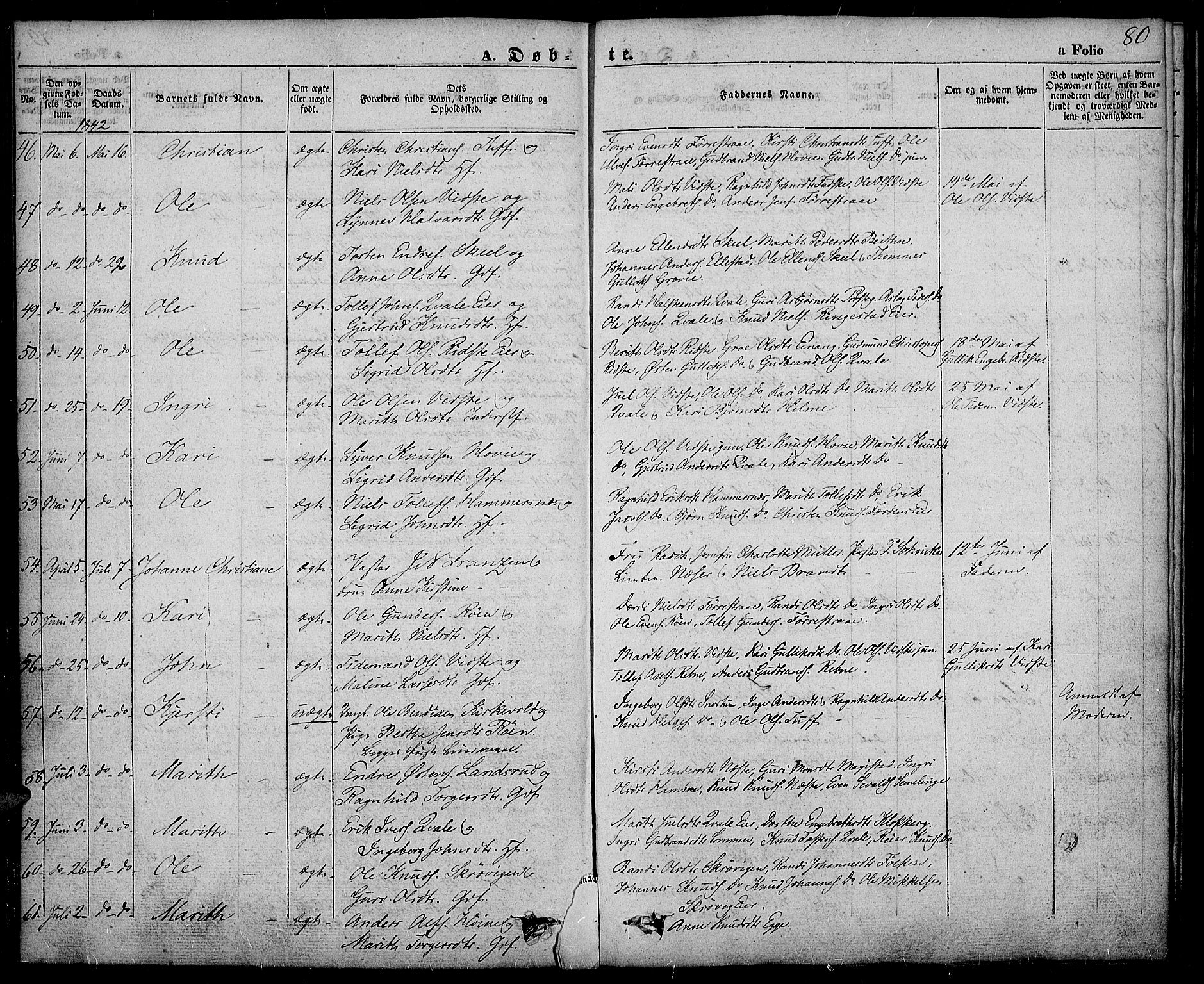 Slidre prestekontor, AV/SAH-PREST-134/H/Ha/Haa/L0003: Parish register (official) no. 3, 1831-1843, p. 80