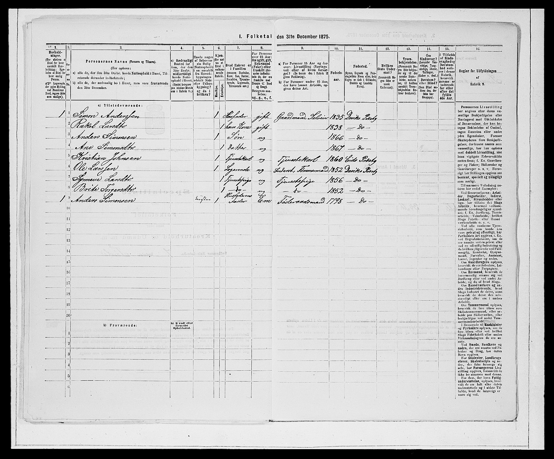 SAB, 1875 Census for 1442P Davik, 1875, p. 44