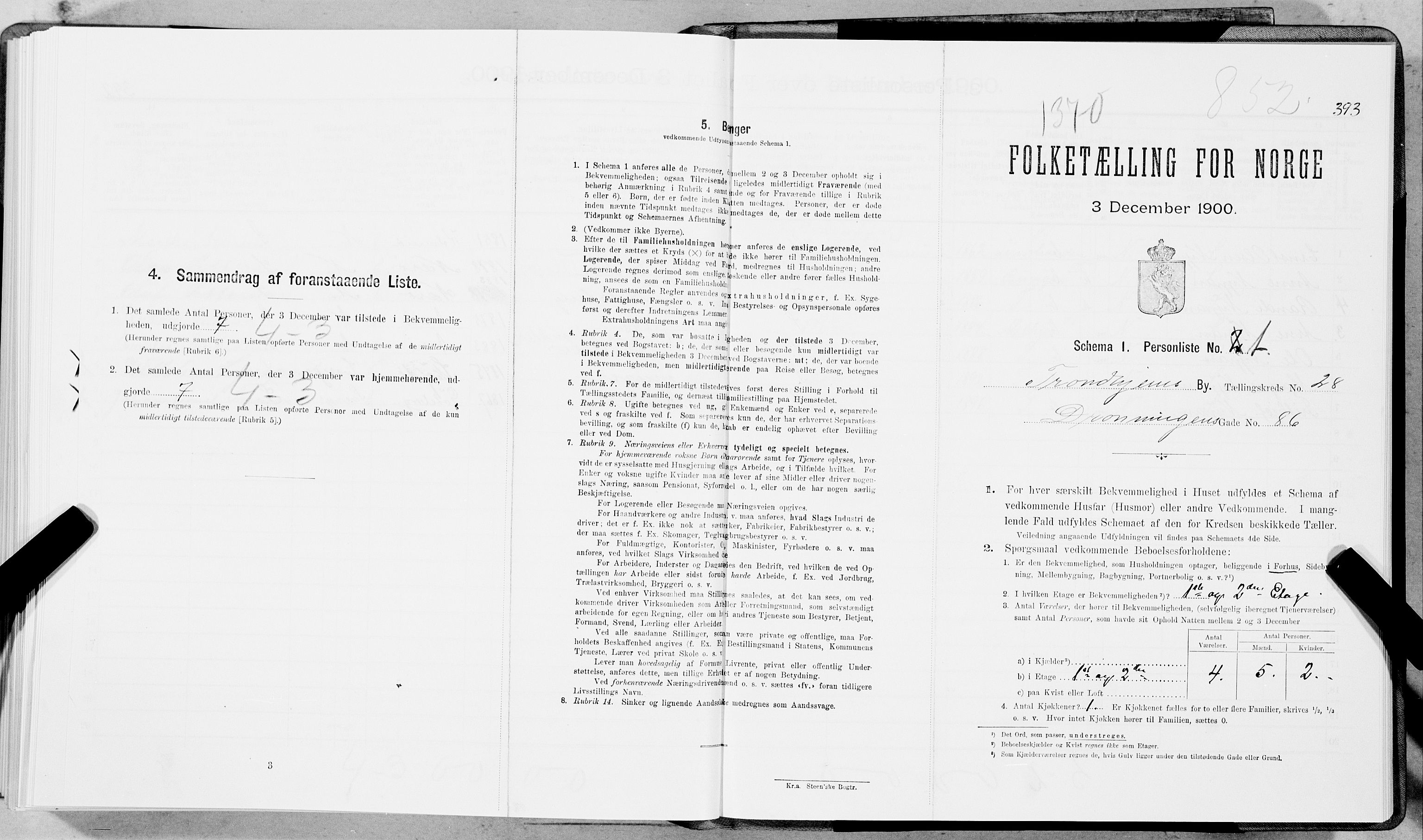 SAT, 1900 census for Trondheim, 1900, p. 4401