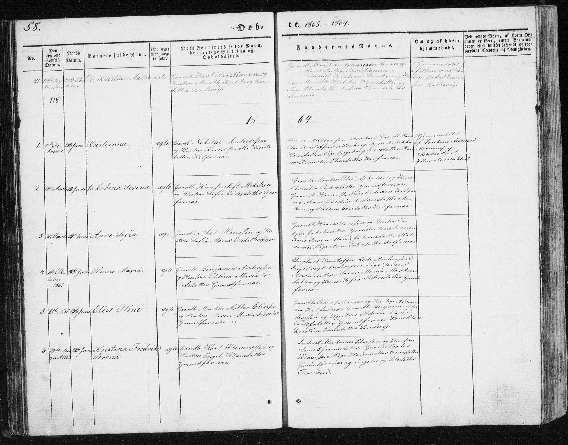 Berg sokneprestkontor, AV/SATØ-S-1318/G/Ga/Gab/L0011klokker: Parish register (copy) no. 11, 1833-1878, p. 58