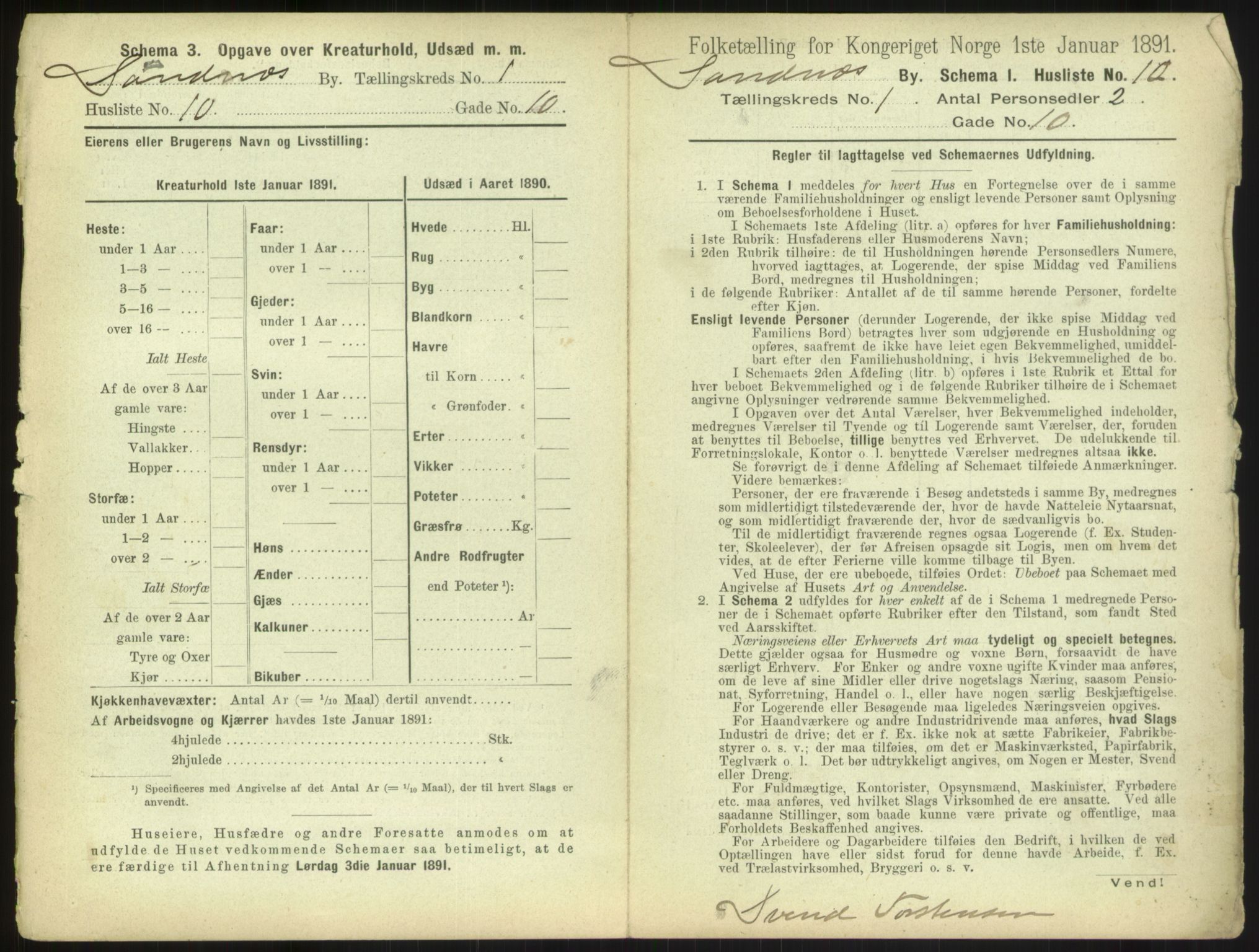 RA, 1891 census for 1102 Sandnes, 1891, p. 33