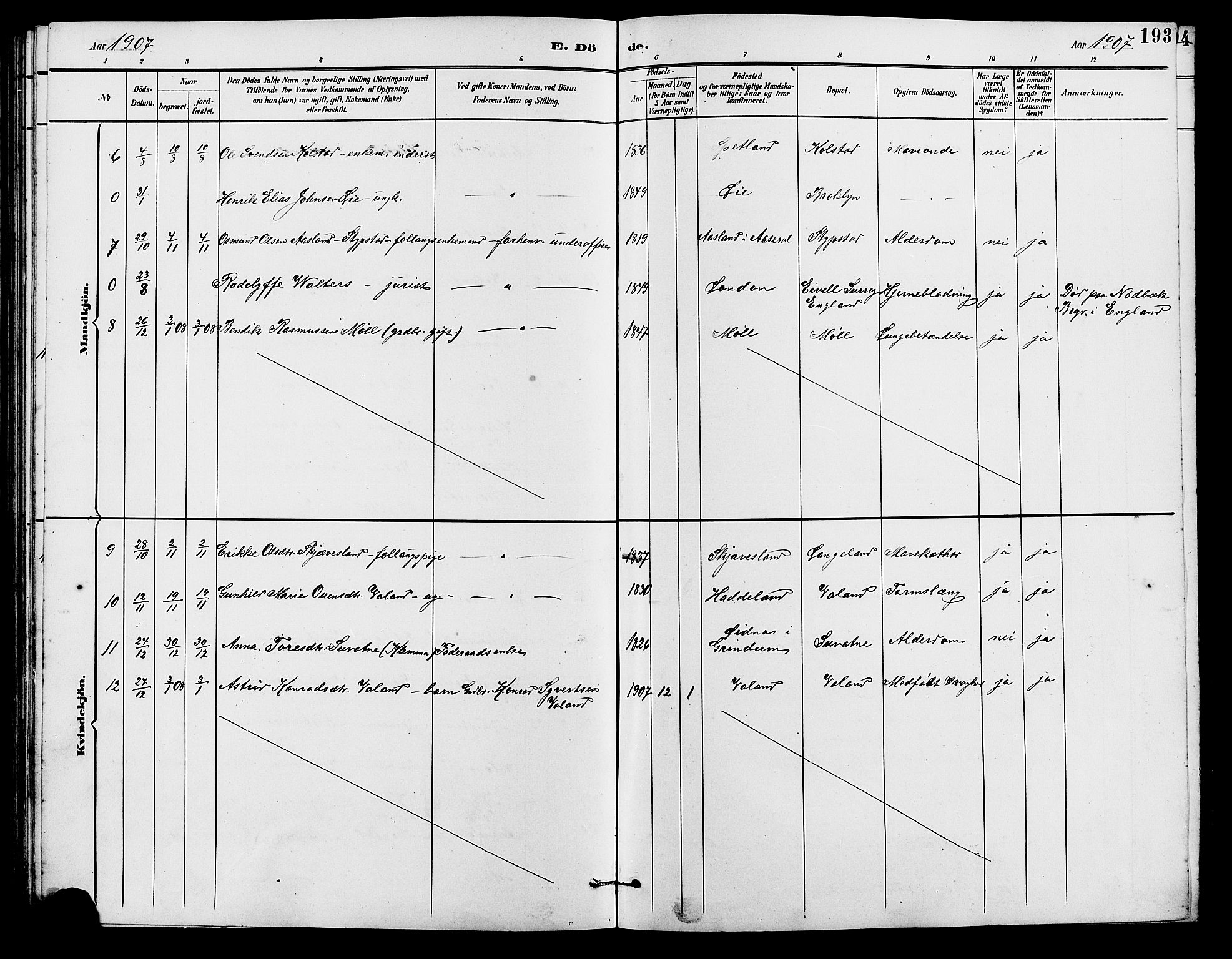 Holum sokneprestkontor, SAK/1111-0022/F/Fb/Fba/L0005: Parish register (copy) no. B 5, 1891-1909, p. 193