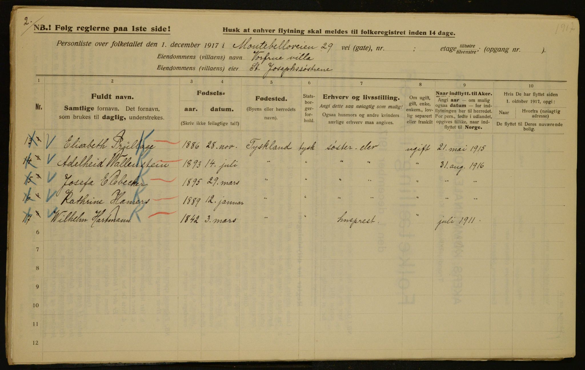 OBA, Municipal Census 1917 for Aker, 1917, p. 4267