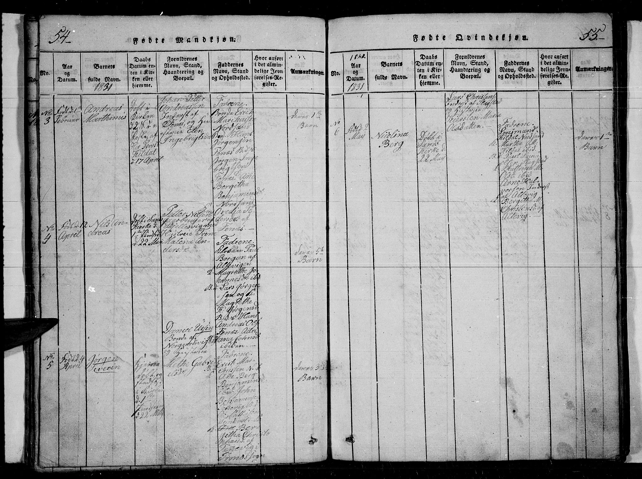 Trondenes sokneprestkontor, AV/SATØ-S-1319/H/Hb/L0004klokker: Parish register (copy) no. 4, 1821-1839, p. 54-55