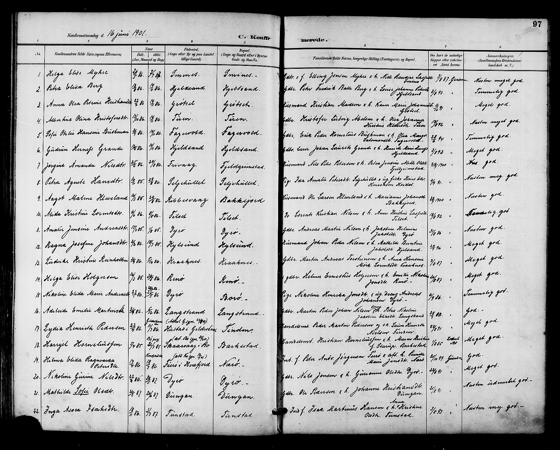 Ministerialprotokoller, klokkerbøker og fødselsregistre - Nordland, SAT/A-1459/893/L1338: Parish register (official) no. 893A10, 1894-1903, p. 97