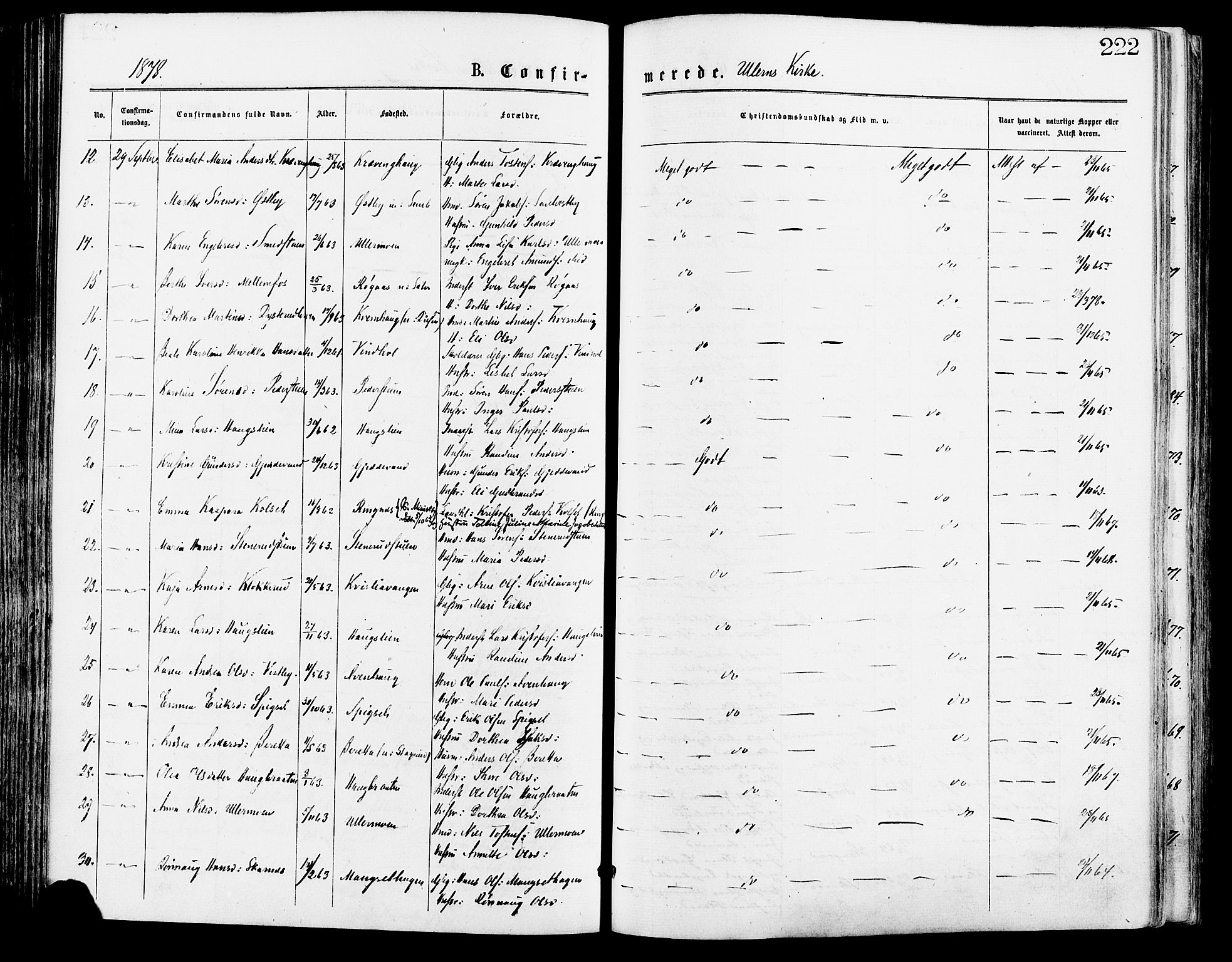 Sør-Odal prestekontor, AV/SAH-PREST-030/H/Ha/Haa/L0005: Parish register (official) no. 5, 1876-1885, p. 222
