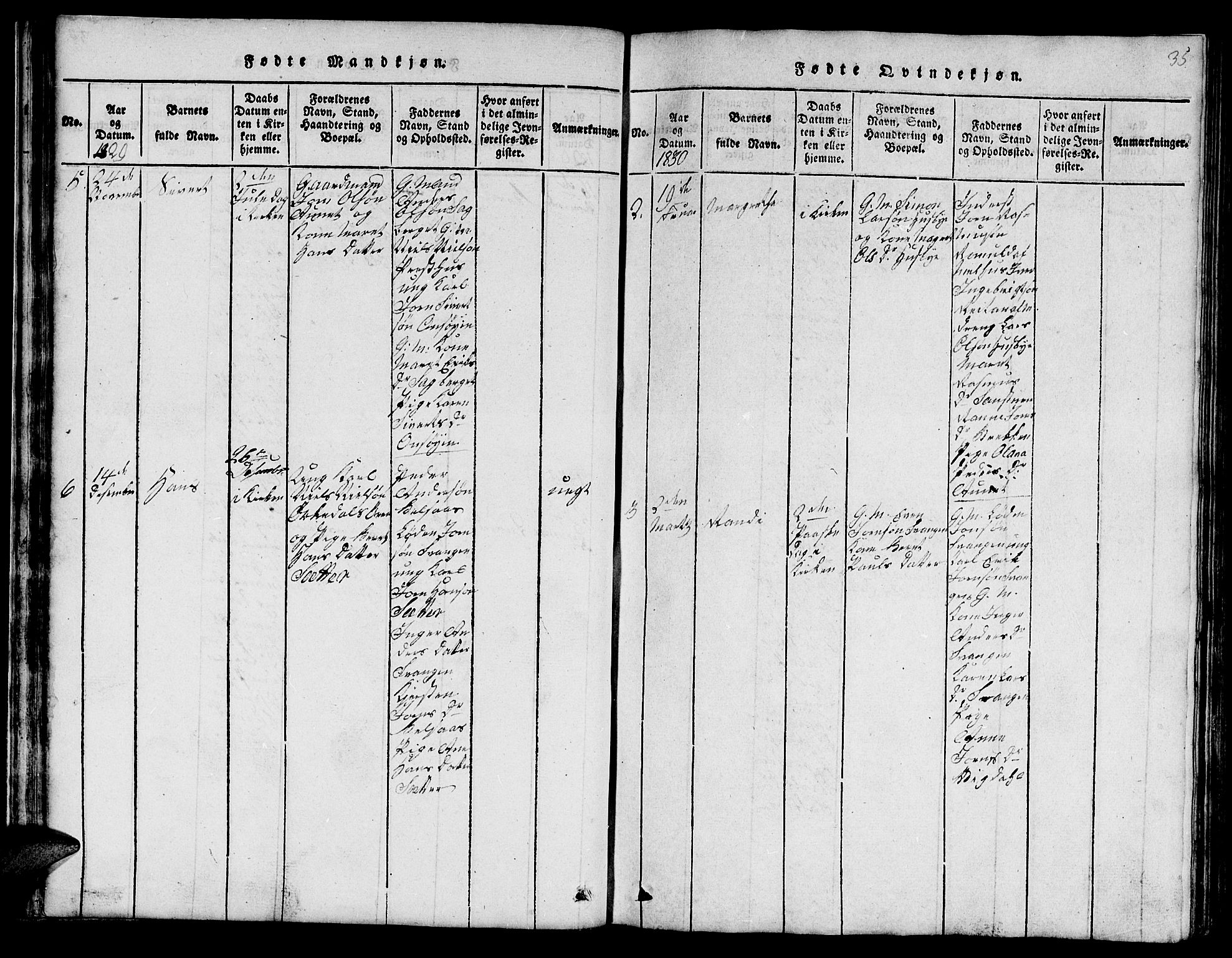 Ministerialprotokoller, klokkerbøker og fødselsregistre - Sør-Trøndelag, SAT/A-1456/666/L0788: Parish register (copy) no. 666C01, 1816-1847, p. 35