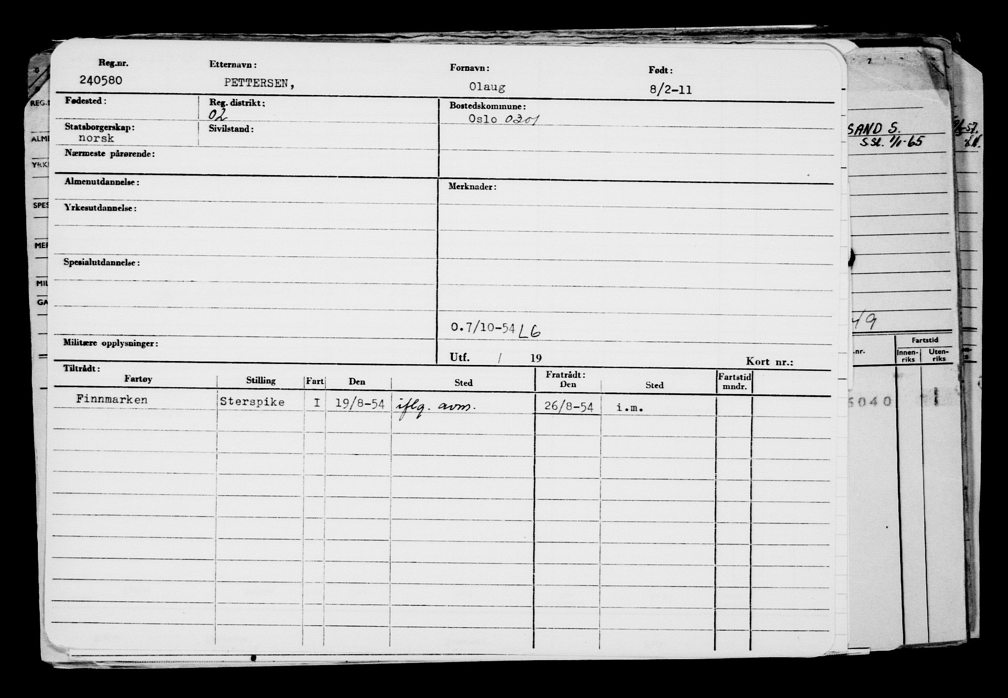 Direktoratet for sjømenn, AV/RA-S-3545/G/Gb/L0094: Hovedkort, 1911, p. 120