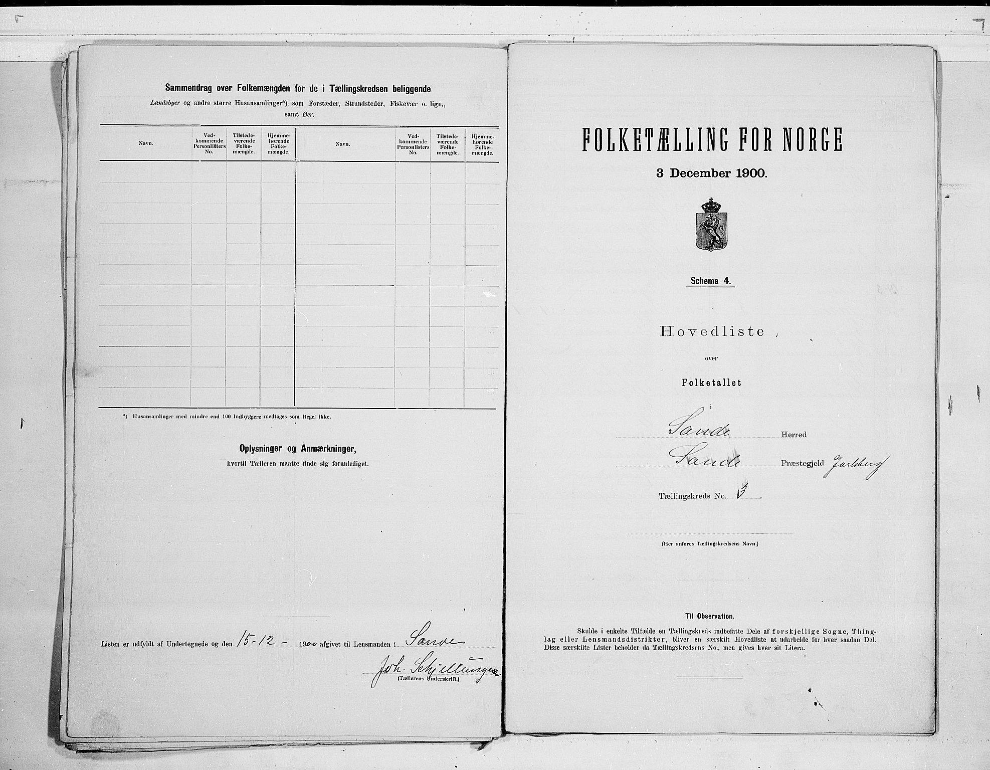 RA, 1900 census for Sande, 1900, p. 10