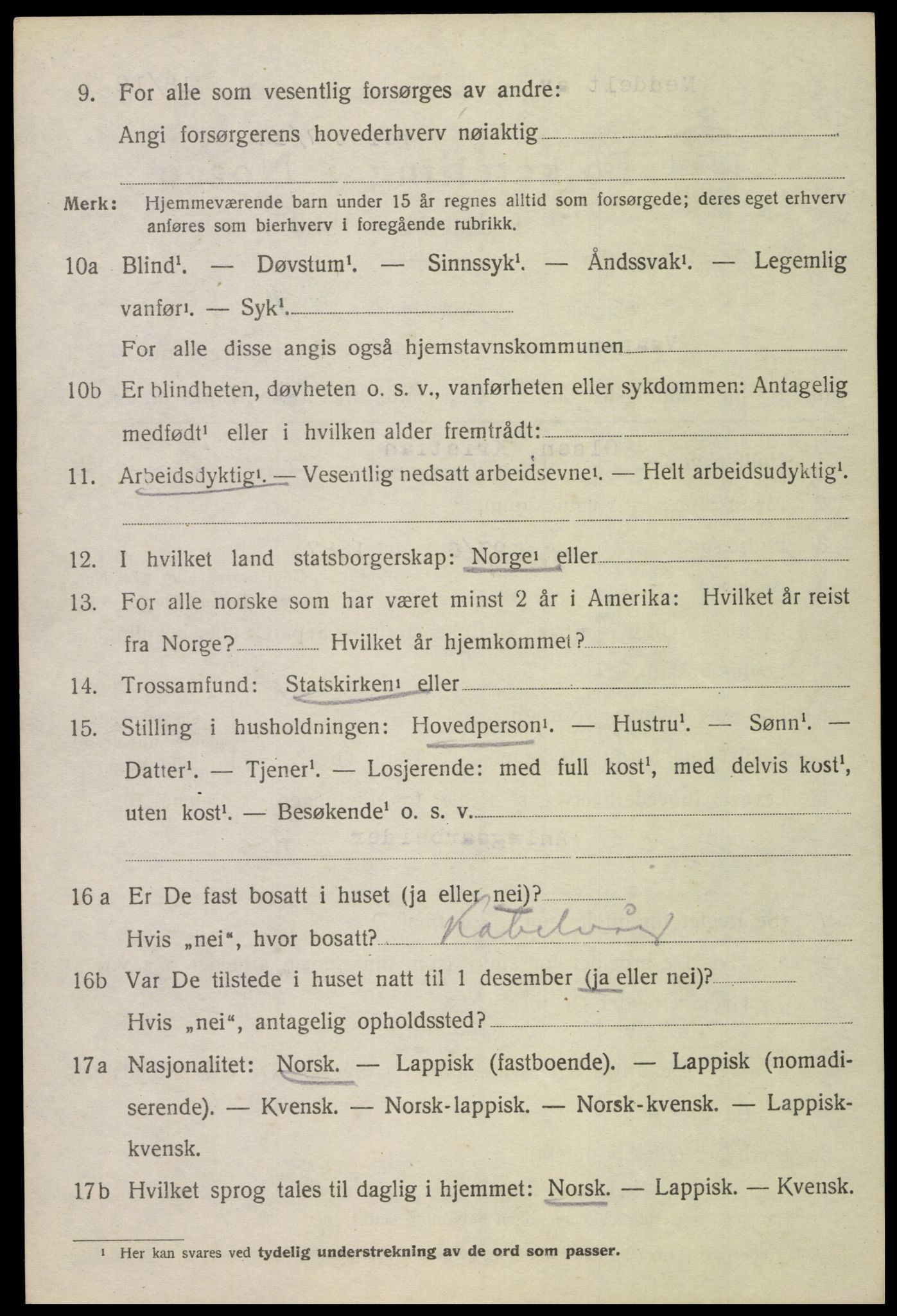 SAT, 1920 census for Vågan, 1920, p. 6122