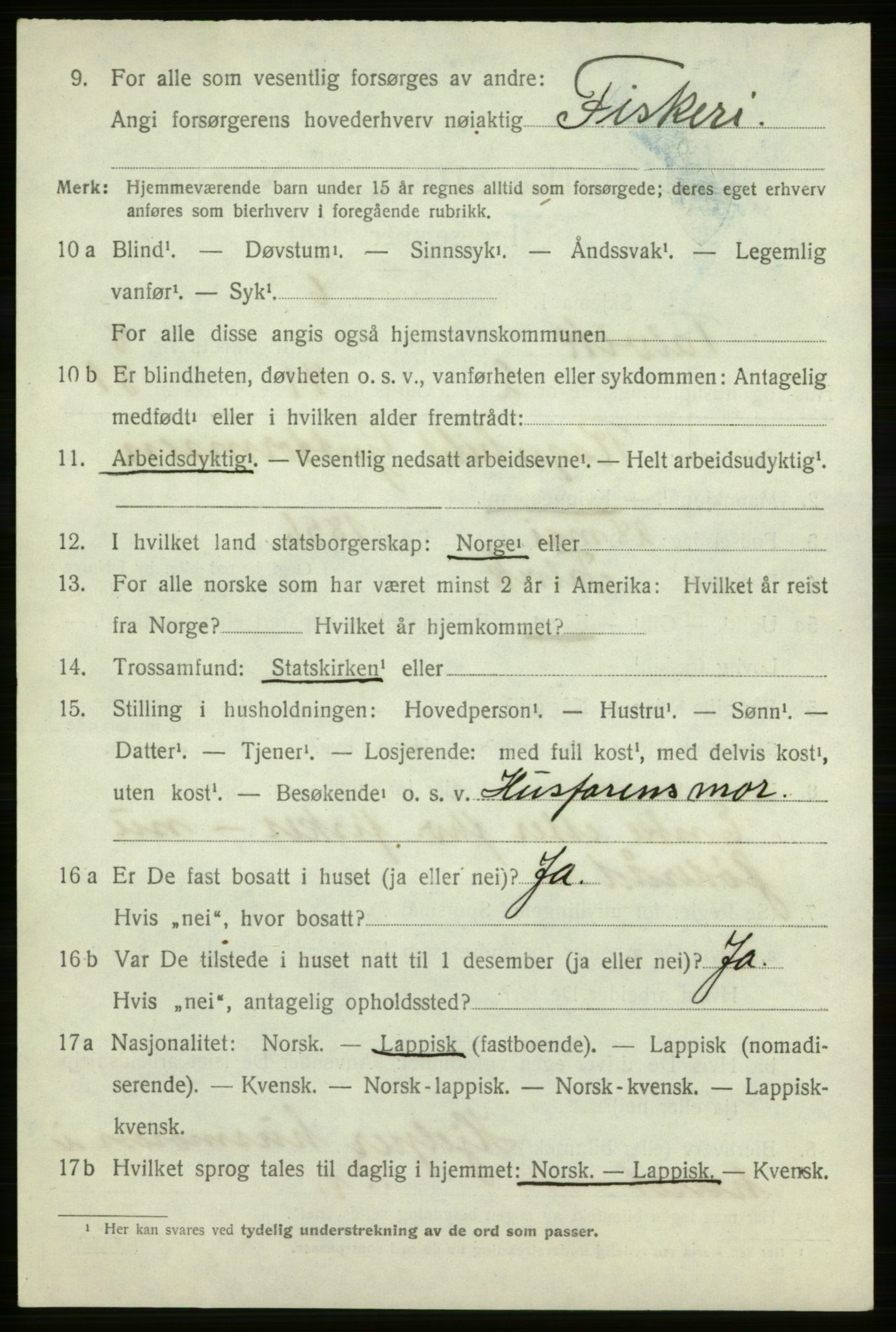 SATØ, 1920 census for Talvik, 1920, p. 5003