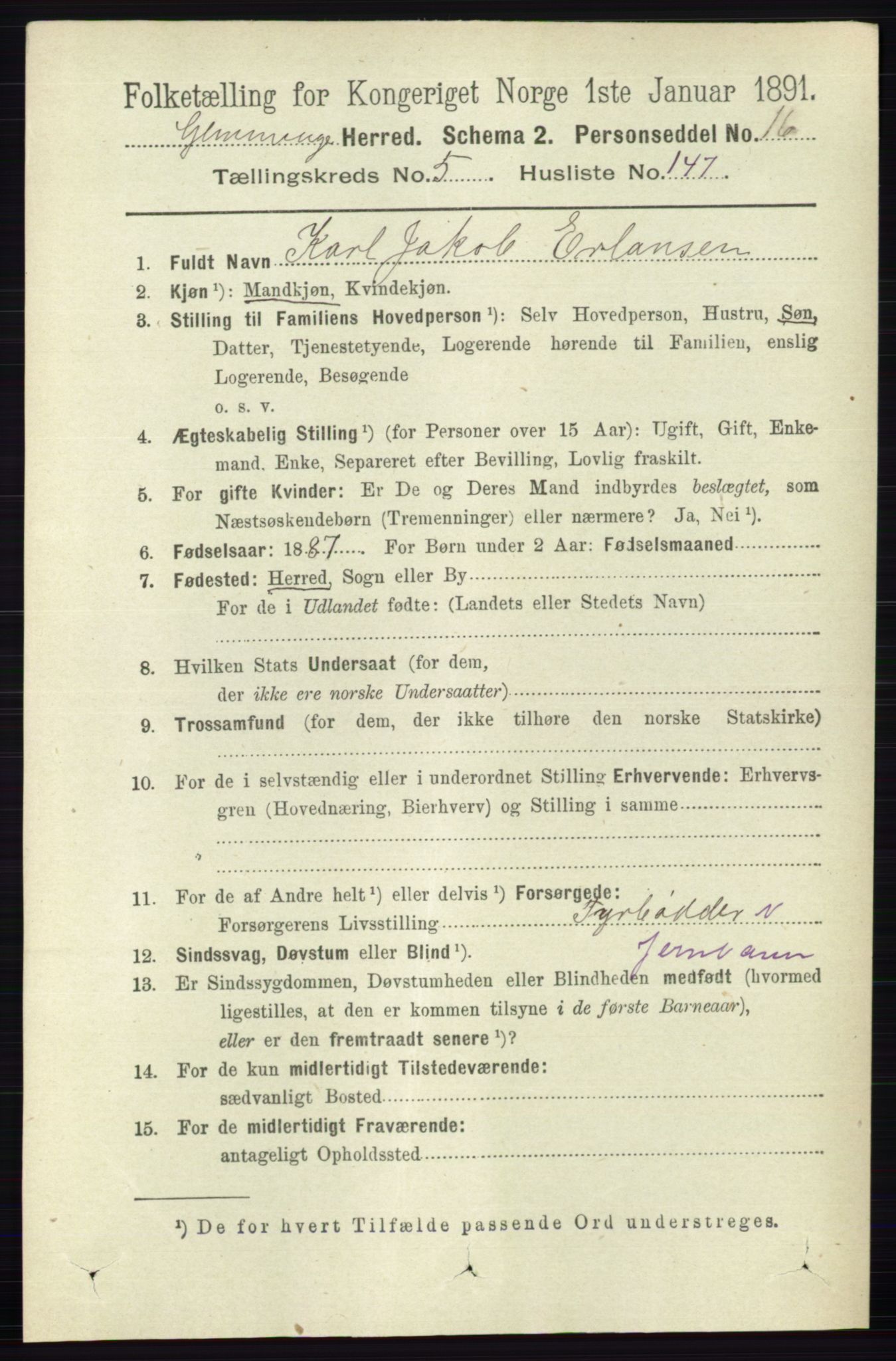 RA, 1891 census for 0132 Glemmen, 1891, p. 7299